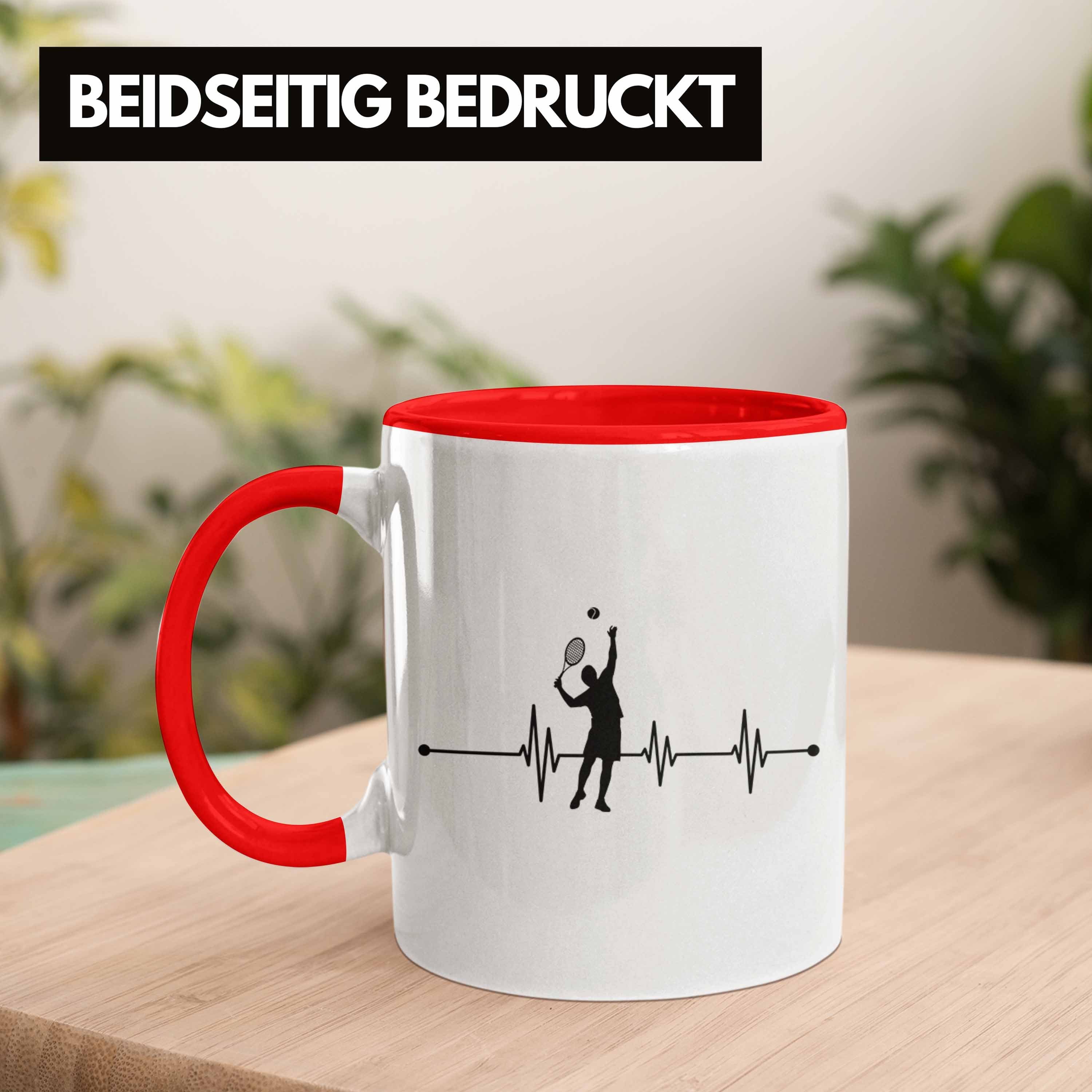 Tennis-Trainer Frauen - Trendation Rot Männer Tasse Geschenk Spruch Tennisspieler mit für Tasse Herzschlag Tennis Trendation Coach für