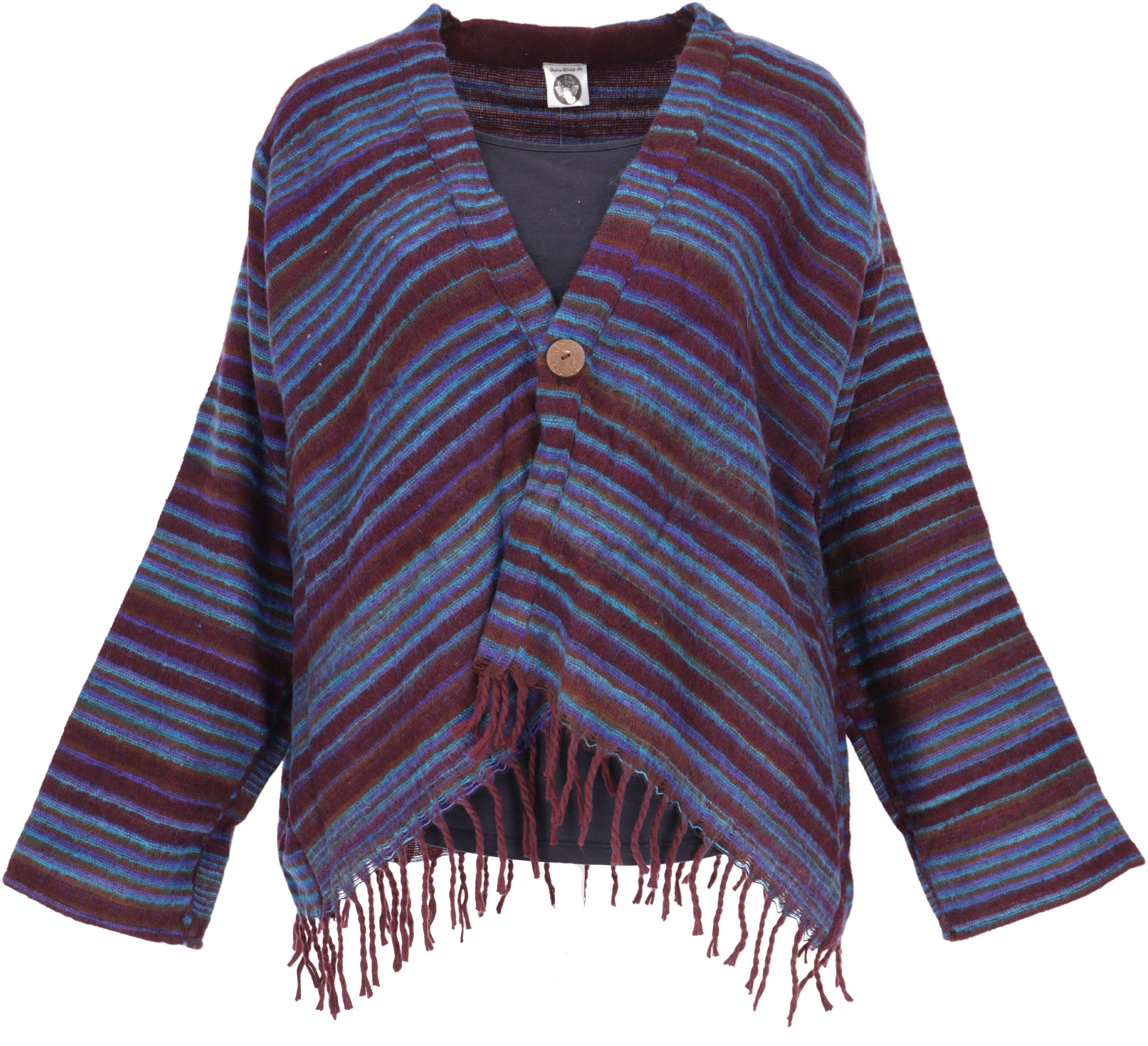 Guru-Shop Langjacke Bolero Jacke, legeres Boho Jäckchen gestreift -.. alternative Bekleidung