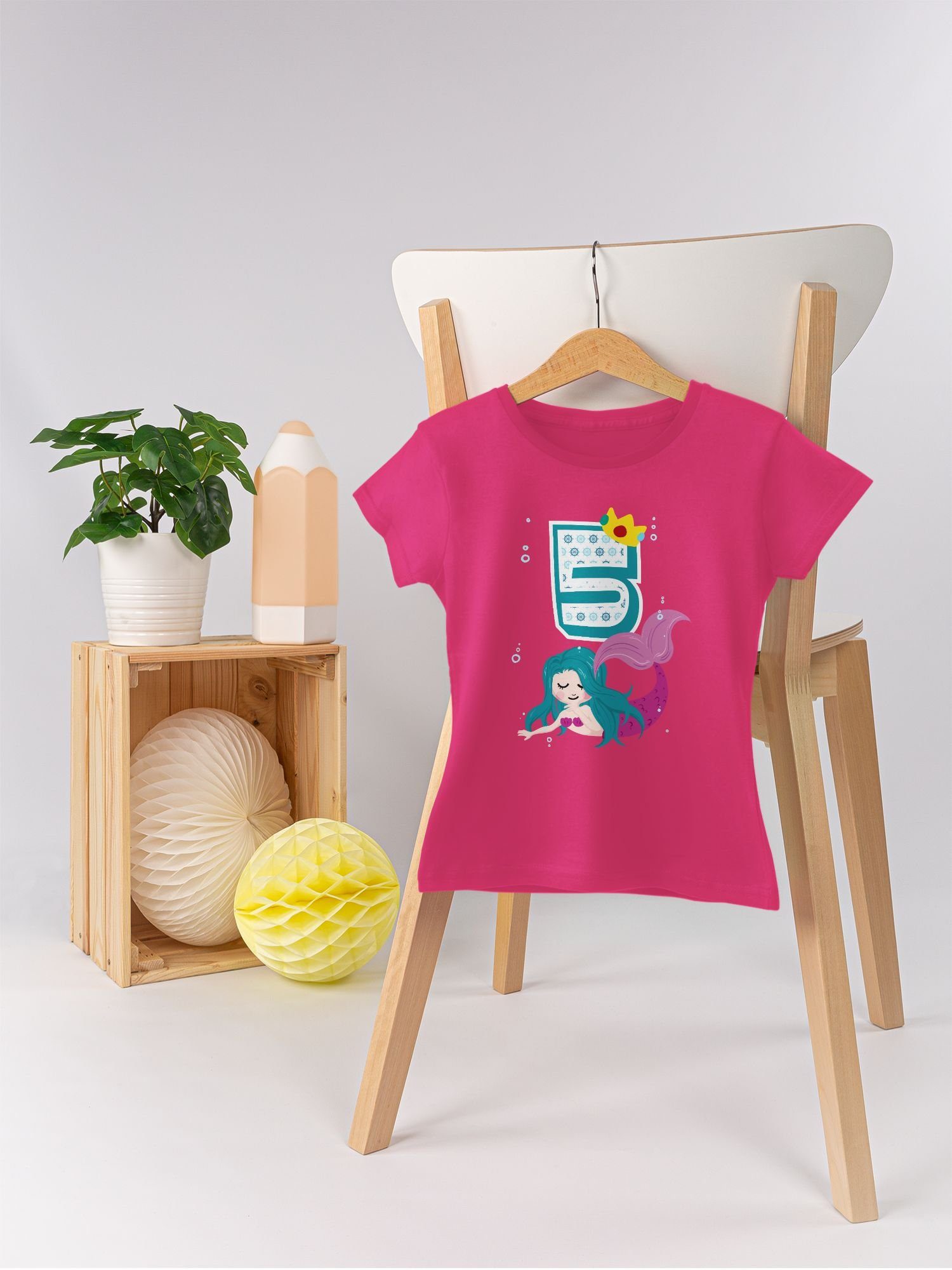 T-Shirt Fuchsia 5. 1 Shirtracer Fünfter Geburtstag Meerjungfrau