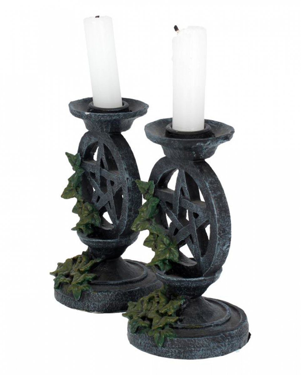 Horror-Shop Kerzenständer Altertümliche Kerzenständer mit Pentagramm Design