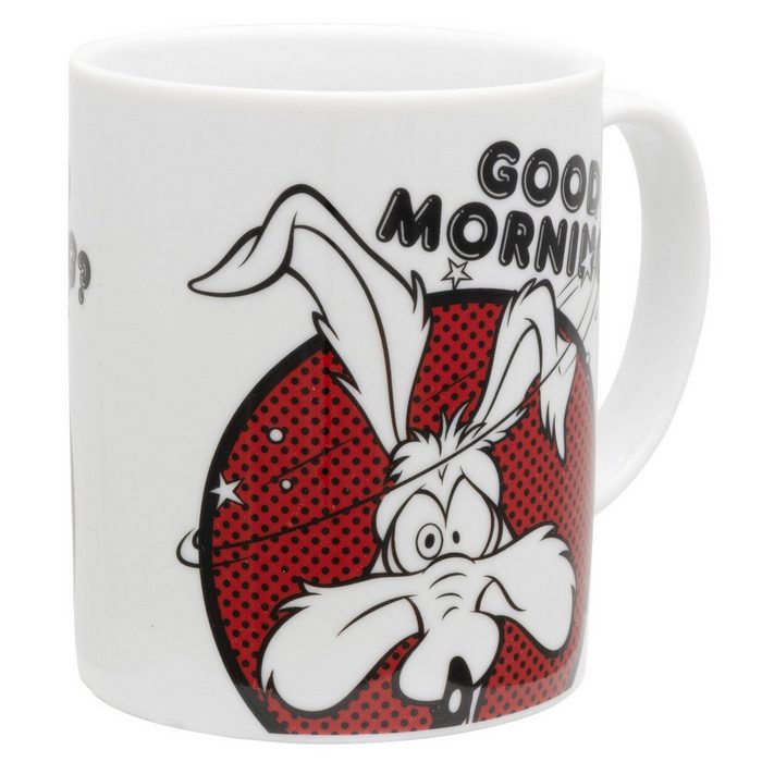 United Labels® Tasse Looney Tunes Tasse - Coyote - Good Morning? Kaffeetasse Becher Kaffeebecher aus Porzellan Weiß 320 ml Porzellan
