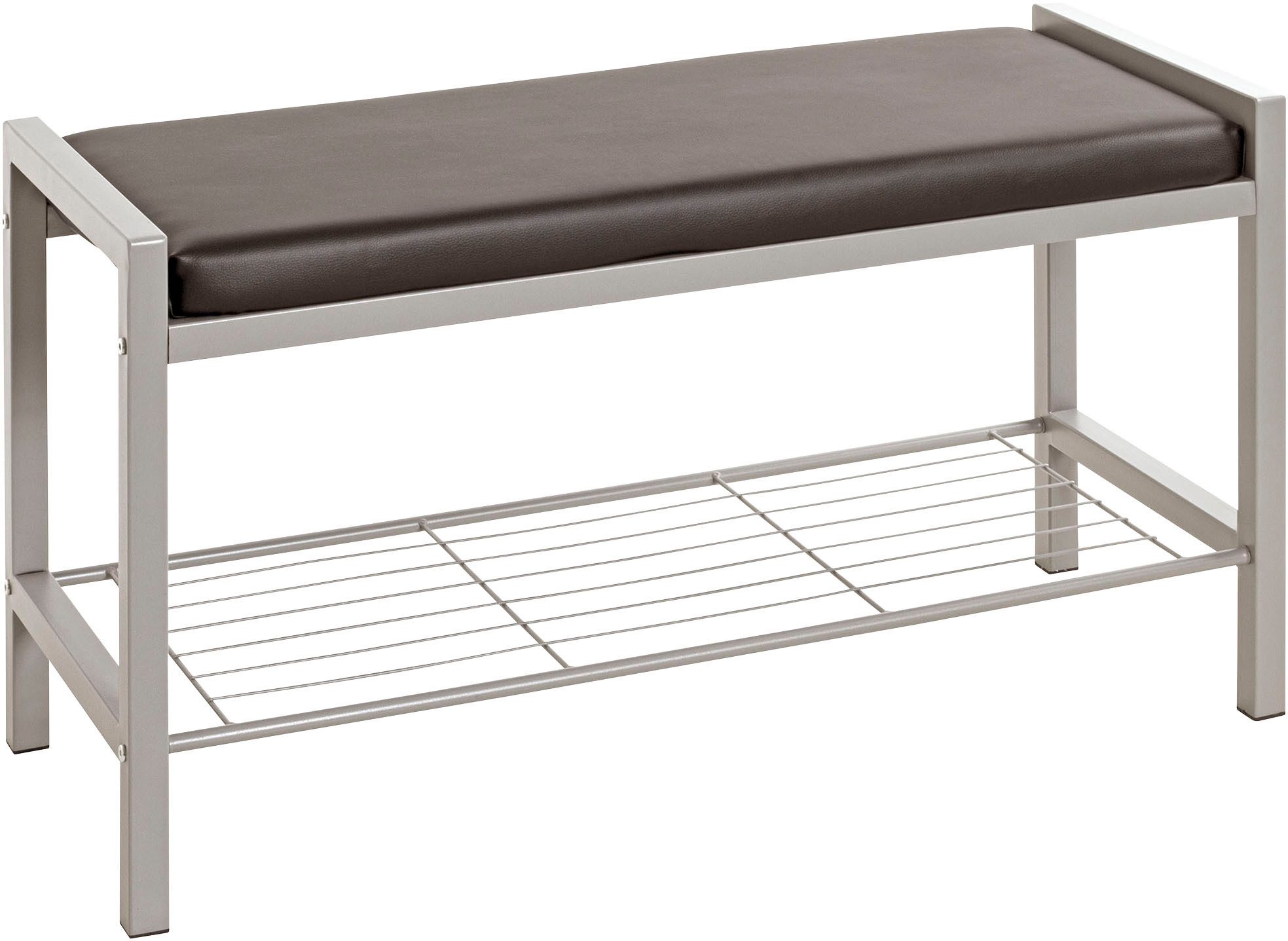 HAKU Schuhbank Flurbank, Garderobenbank, Sitzbank, rechteckig - aus Metall Grau - B/T/H 80/32/48 cm