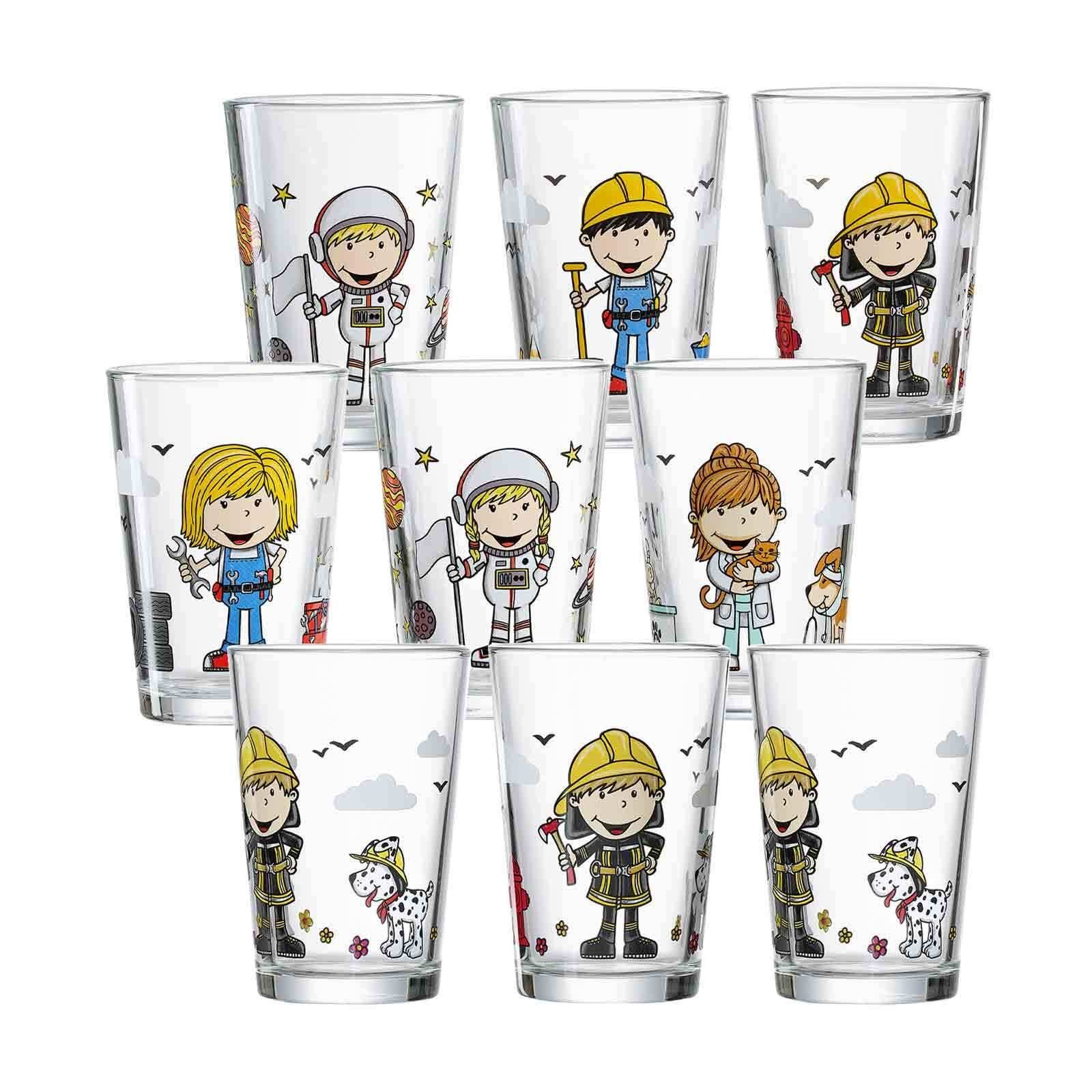 Ritzenhoff & Breker Kinderbecher Berufe Kindergläser 205 ml 9er Set, 9-tlg., Glas