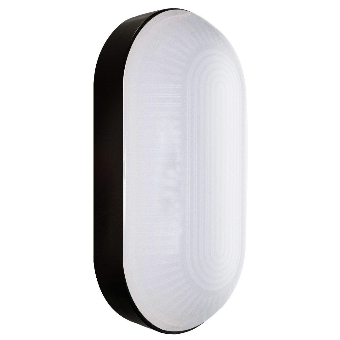 Oktaplex lighting LED Deckenleuchte Kellerlampe schwarz 800lm Ovalleuchte neutralweiß, 9W 800lm, LED fest verbaut, Neutralweiß 4000K, LED Ovalleuchte anthrazit Kellerleuchte Kellerlampe Wandleuchte