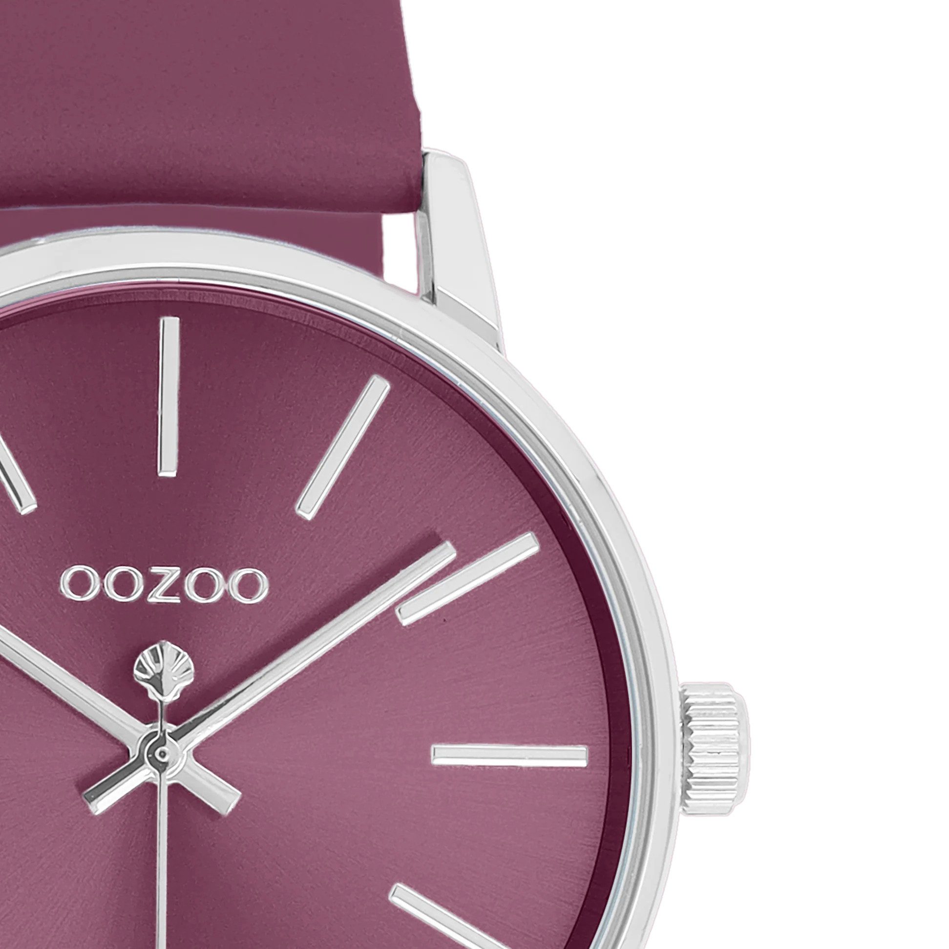 OOZOO Quarzuhr Damenuhr, 36 mm – Trendige Armbanduhr mit lilafarbenem Lederband C11537, Moderner Look für stilbewusste Damen – Bild 2 von 2