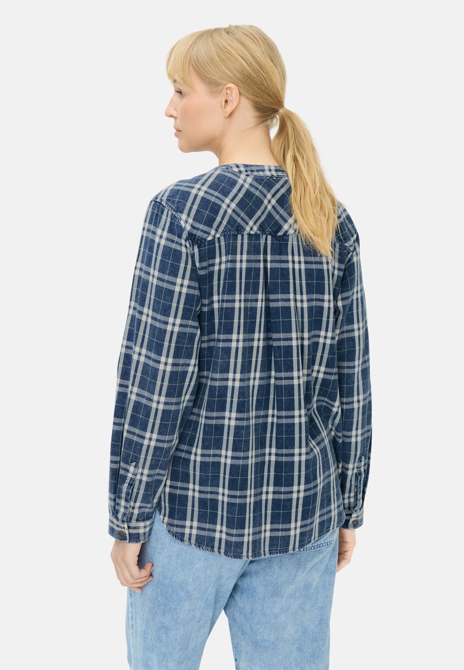 camel active Hemdbluse Karobluse aus reiner Baumwolle Langarm kariert