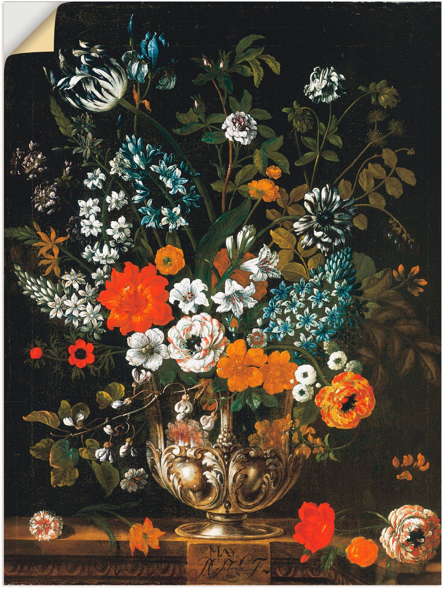 Artland Wandbild Zwölf Monate. Floraler Kalender - Mai, Arrangements (1 St), als Leinwandbild, Wandaufkleber oder Poster in versch. Größen