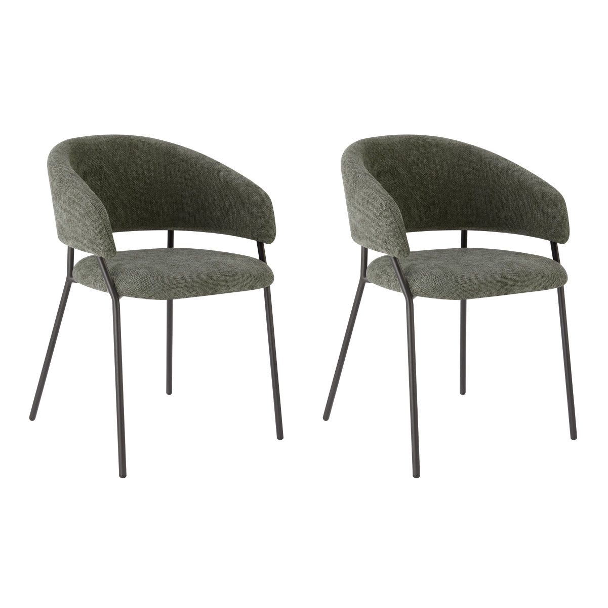 CHITA Esszimmerstuhl 2er Set Chenille, OEKO-TEX, ergonomisch, Metallgestell (2er Set), mit Rückenlehne, Bürostuhl, Küchenstuhl, 4-Fuß-Stuhl