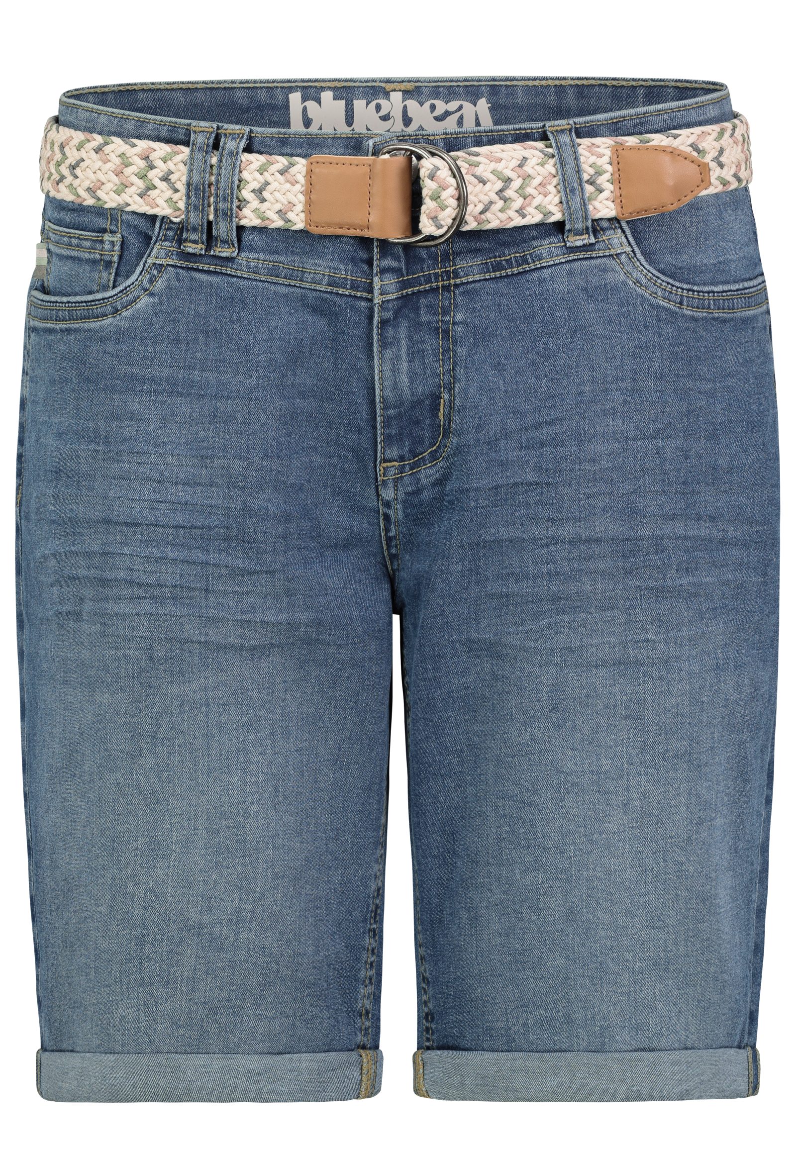 SUBLEVEL Bermudas Jeansbermudas Damen Jeans Shorts kurze Hose mit buntem Gü günstig online kaufen
