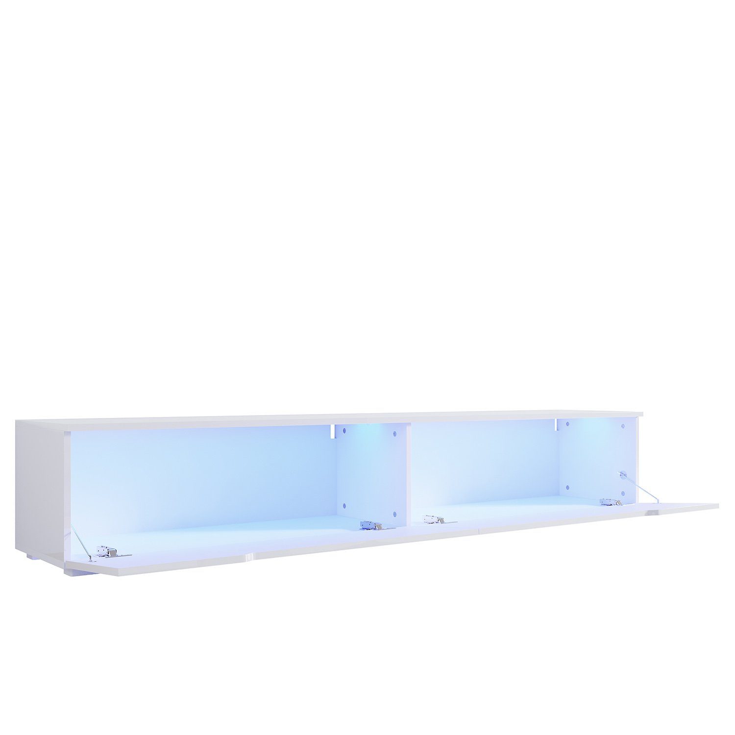 Schrank 140/160/180cm SONNI Lowboard, Lowboard TV mit TV-Schrank Hochglanz weiß LED-Beleuchtung,hängend/stehend