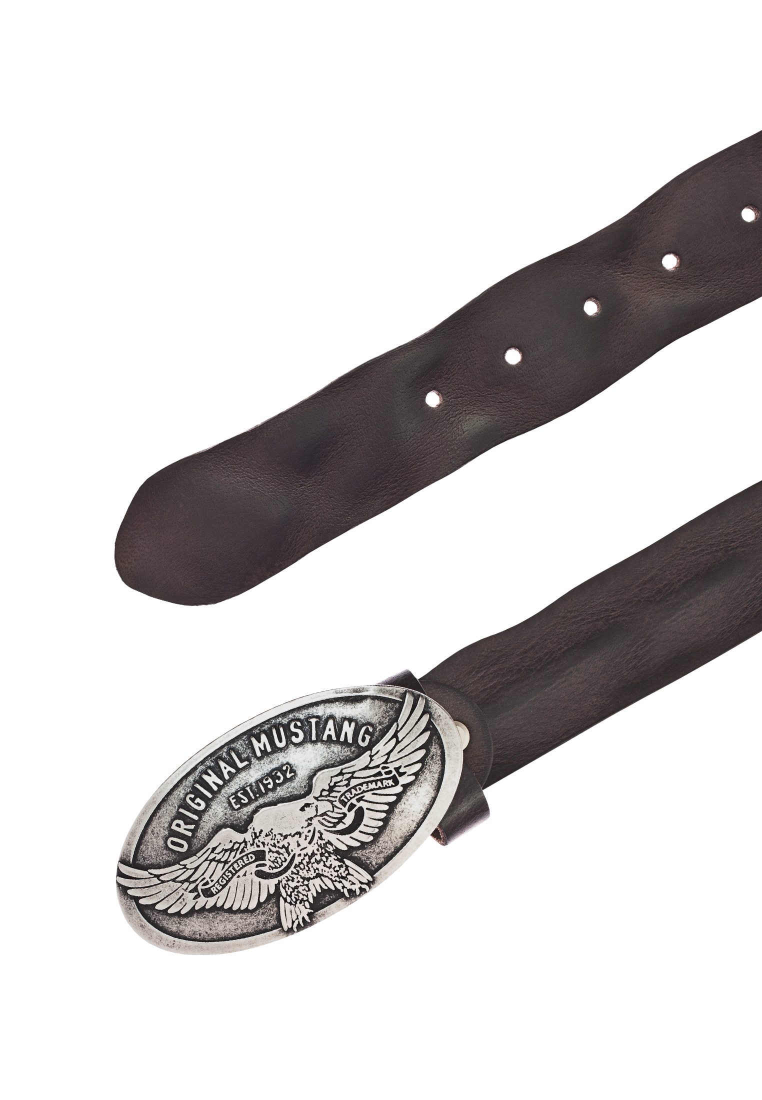 MUSTANG Koppelgürtel "Cody" Vintag-Schließe mit Adler, 4 cm, Used-Look