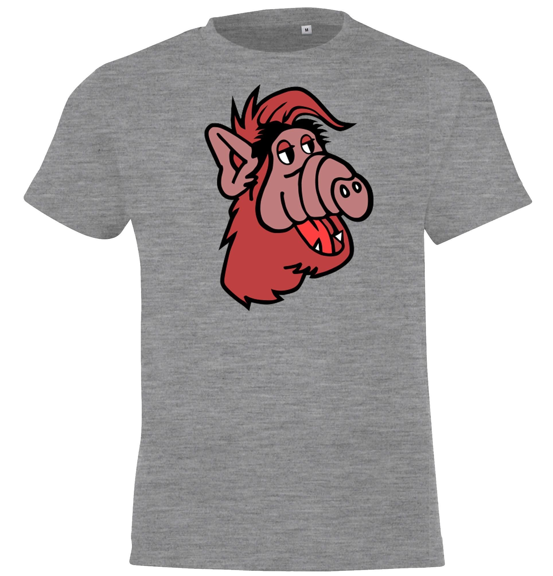 richtigem Kinder Frontprint Designz T-Shirt mit Alf T-Shirt Youth Grau