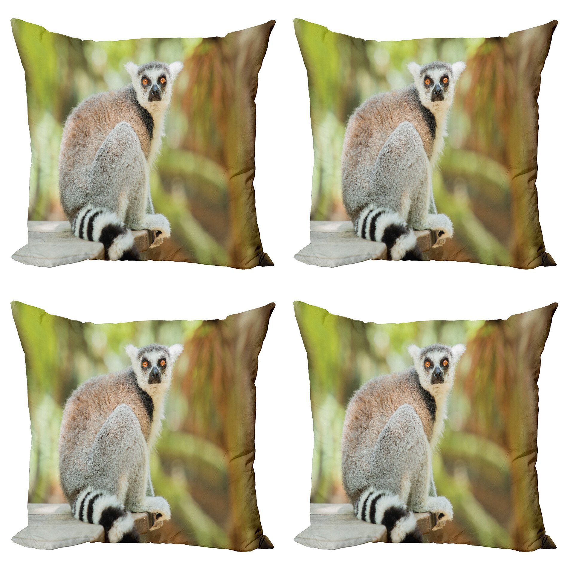Tier Aperture Lemur Doppelseitiger Foto Modern Digitaldruck, Accent Stück), (4 Abakuhaus Kissenbezüge Säugetier