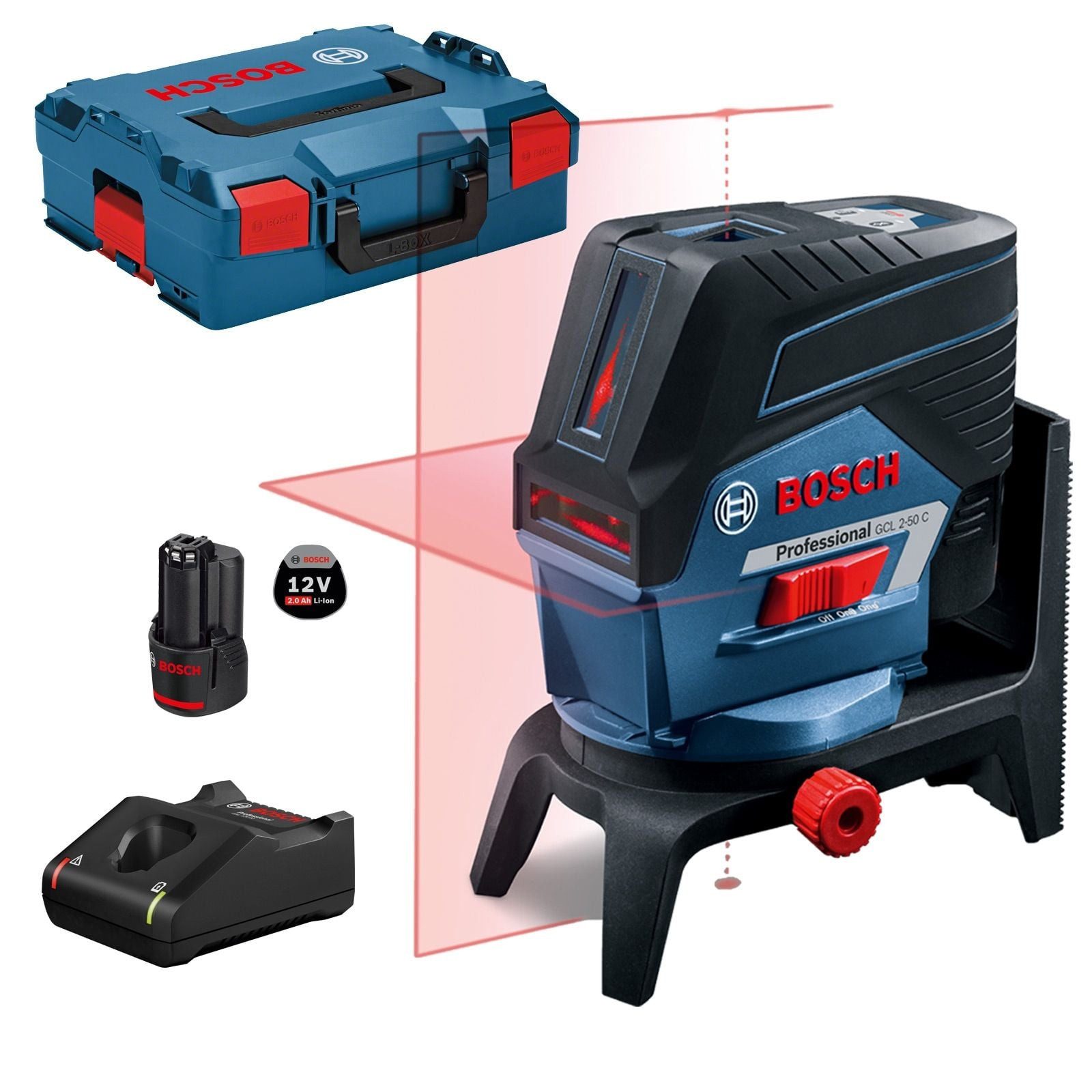 BOSCH Punkt- und Linienlaser Bosch Punkt- und Linienlaser GCL 2-50 C 12 V / 1x 2,0 Ah Akku + Ladege