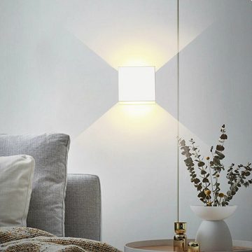 oyajia Wandleuchte 6W /7W LED Wandlampe Cube Lampe Wand Strahler Licht Up Down Leuchten, LED fest integriert, Warmweiß, Treppen Flur Modern Square Lampe, für Wohnzimmer Schlafzimmer Balkon