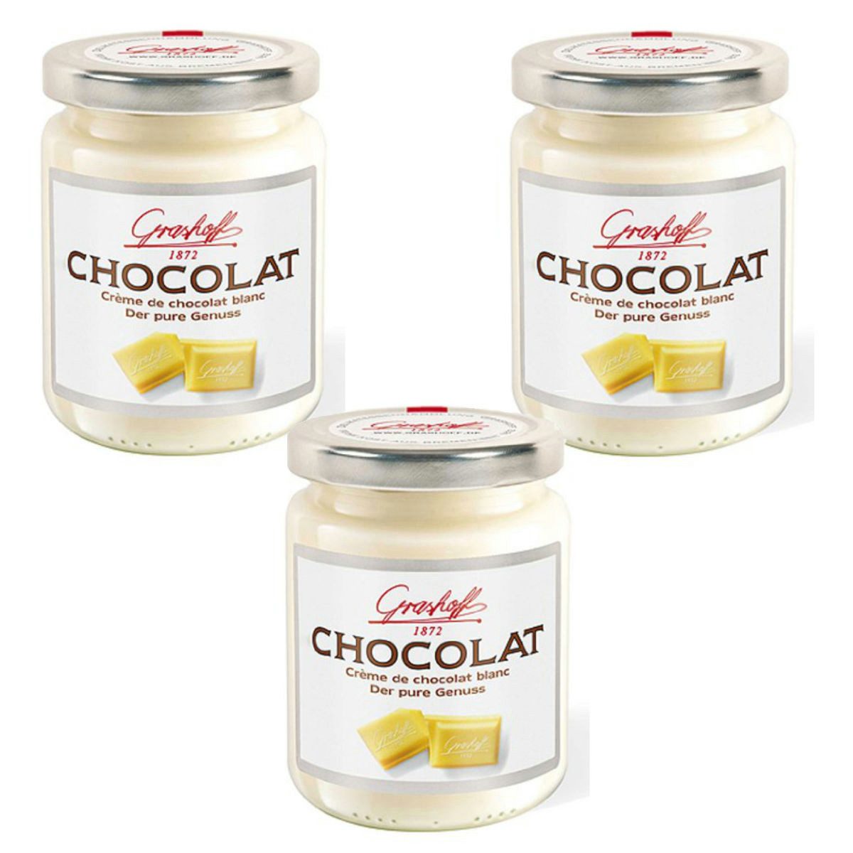 Grashoff Schokoaufstrich, Grashoff Weiße Schokoladencreme Pur belgische Schokolade 250g 3er Pack