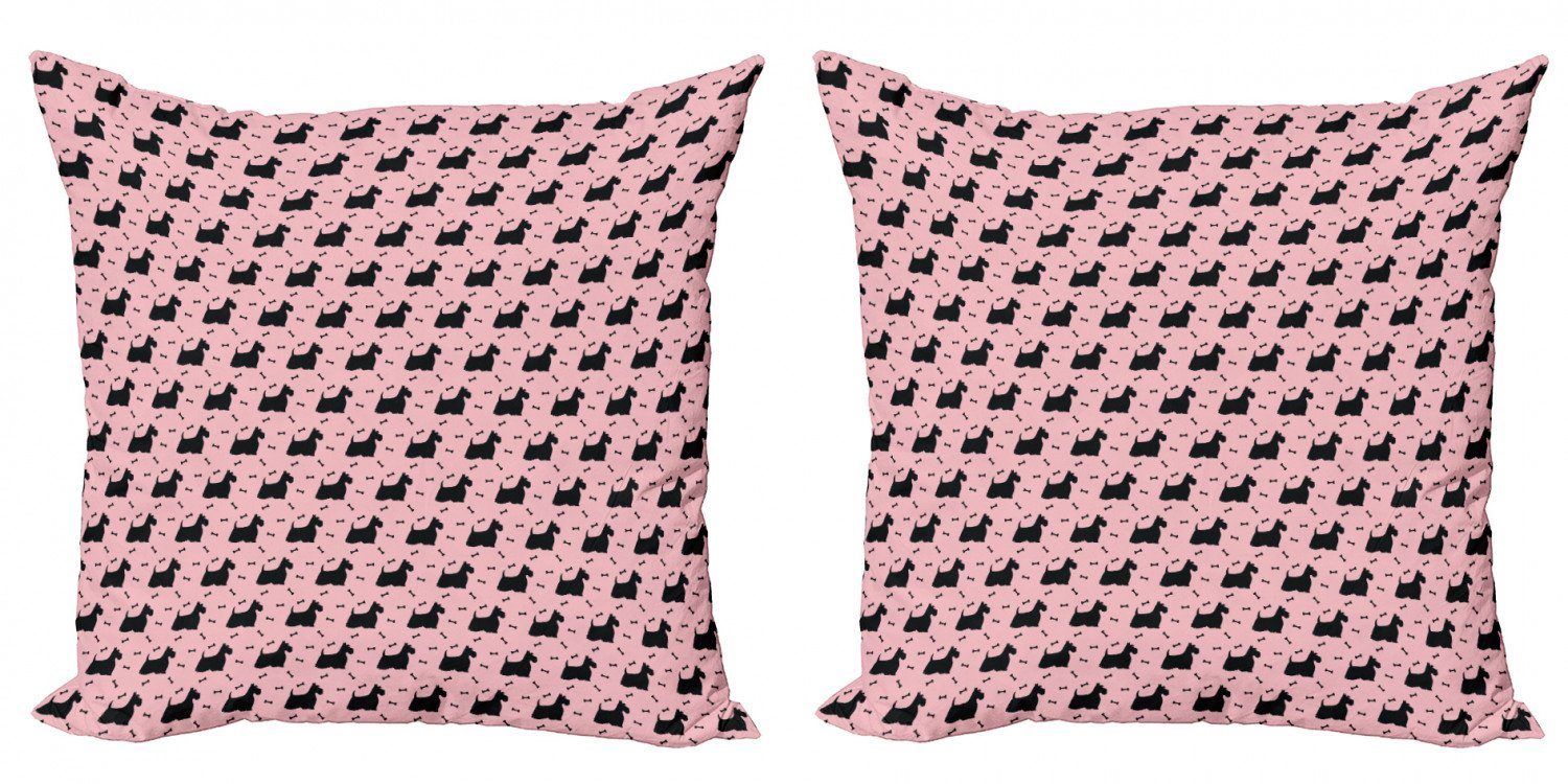 Hairy Scottie und Dog Modern Doppelseitiger flauschigen Digitaldruck, Stück), Abakuhaus Kissenbezüge Welpen (2 Accent