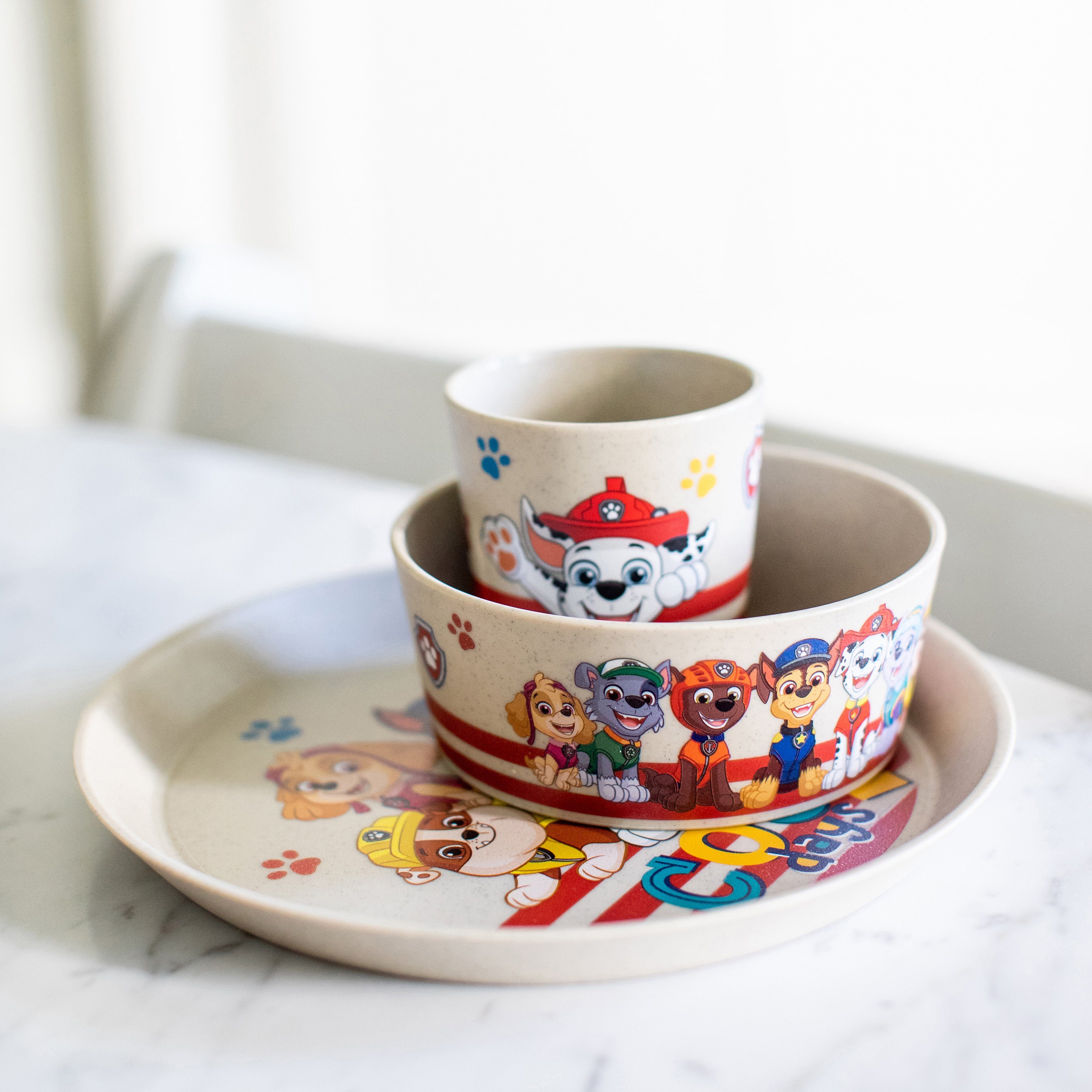 KOZIOL Kindergeschirr-Set CONNECT PAW PATROL (3-tlg), 1 Personen, Kunststoff, Made in Germany. Biozirkulärer Kunststoff, 400 ml