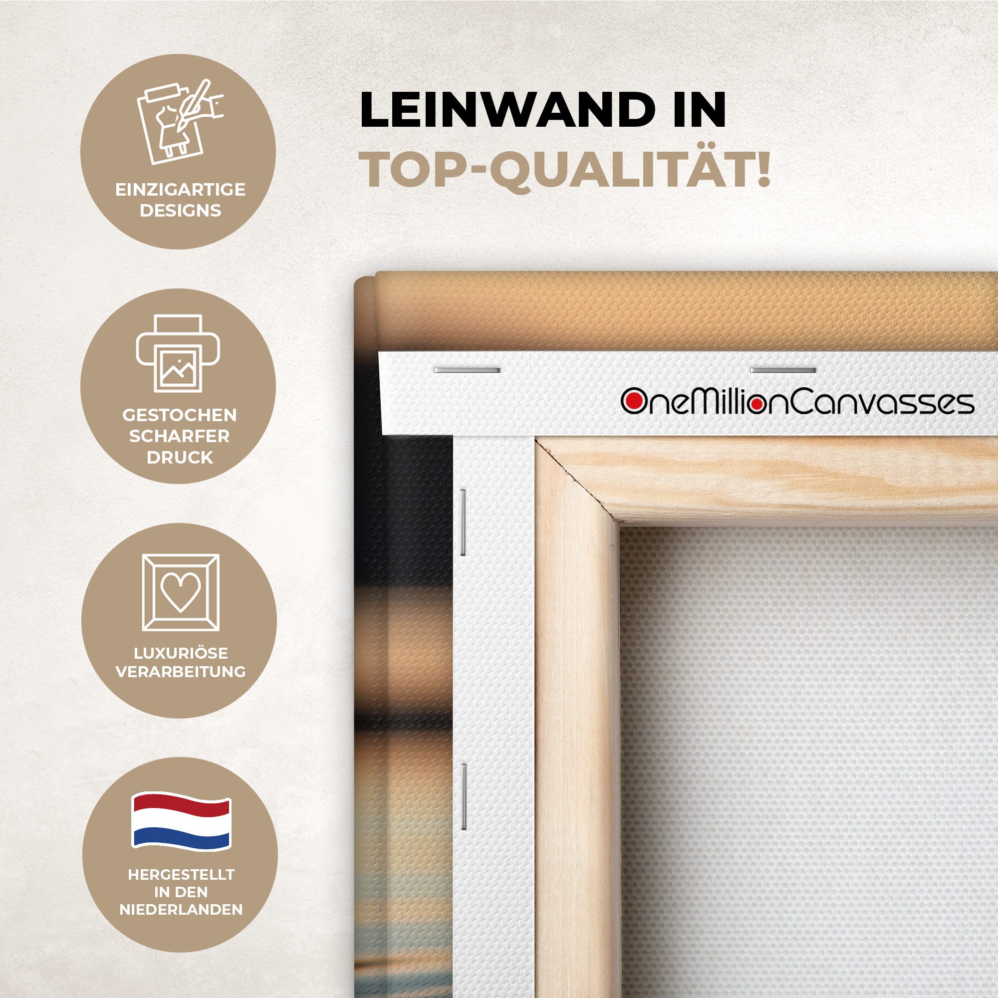 OneMillionCanvasses® Leinwandbild Herz - Wasser - Sonnenuntergang - Natur - Zen, Fotodruck (1 St), Leinwand Bilder Klein, Wand Dekoration Aesthetic 30x20 cm