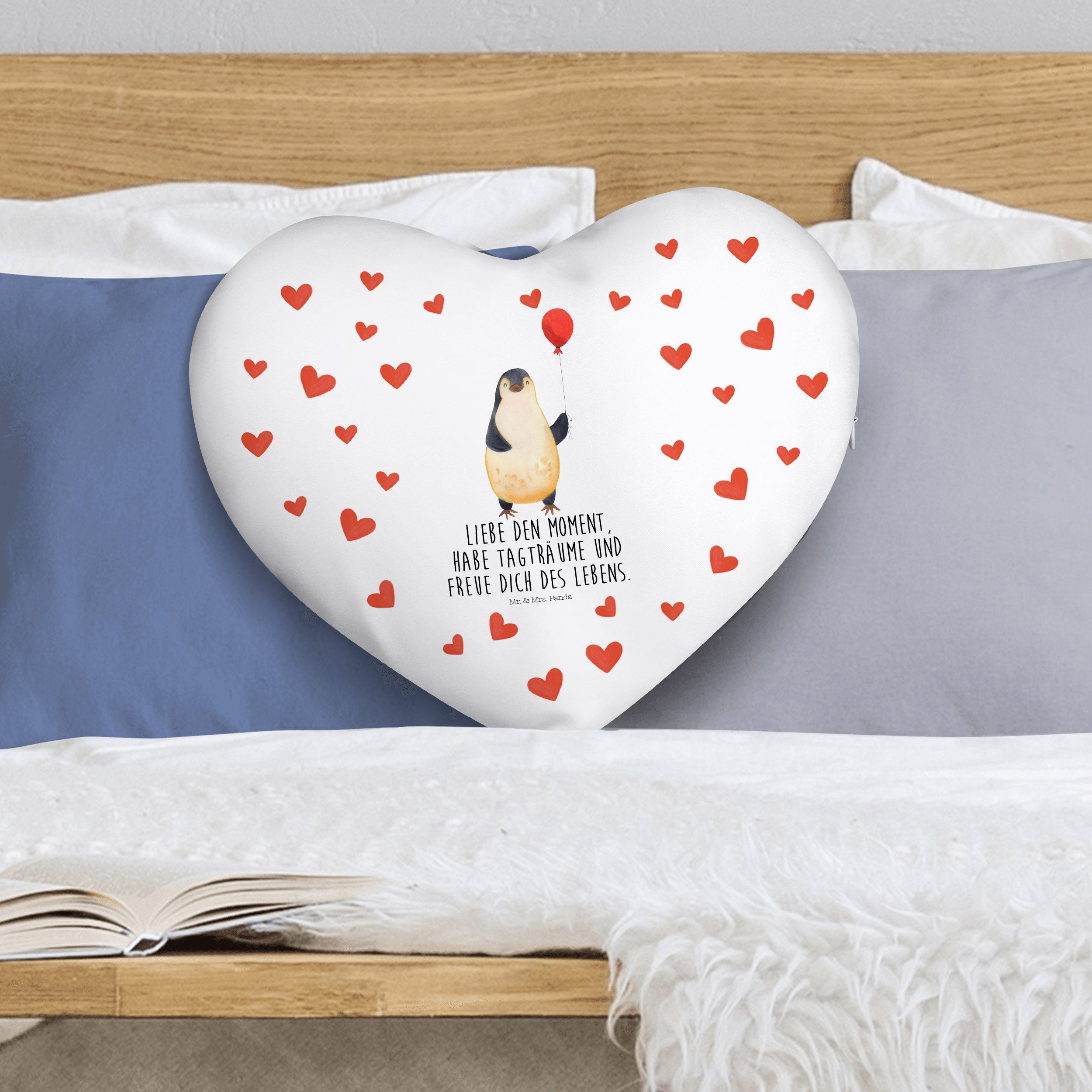 Mrs. - Luftballon Weiß - Geschenk, Laune, Panda Liebe, Mr. Pinguin De Dekokissen Herzform, & gute