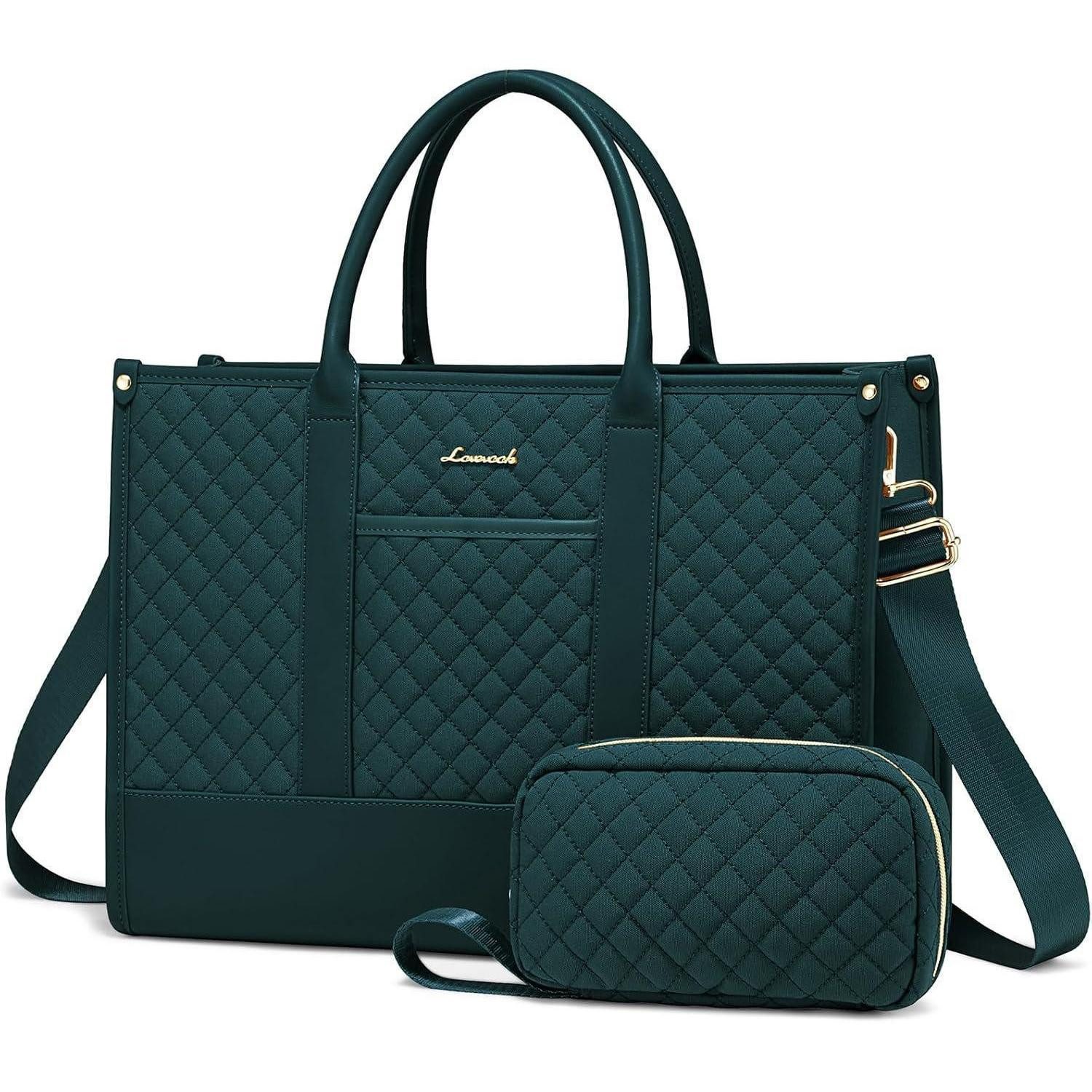 LuxusKollektion Laptoptasche Laptoptasche Damen wasserdicht Leder Aktentasche 17 Zoll Dunkelgrün