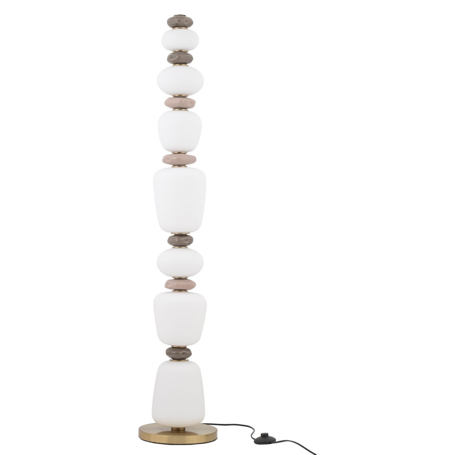 Licht-Erlebnisse Stehlampe RUDON, LED fest integriert, Warmweiß, LED Glas Keramik 130.5 cm Braun Weiß Grau rund 2700 lm Modern