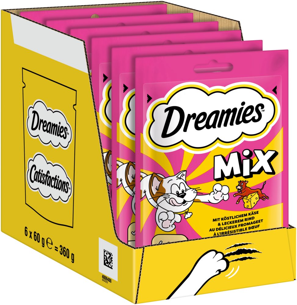 Dreamies DREAMIES™ Käse & Rind 6 x 60g, Snack für: Katze