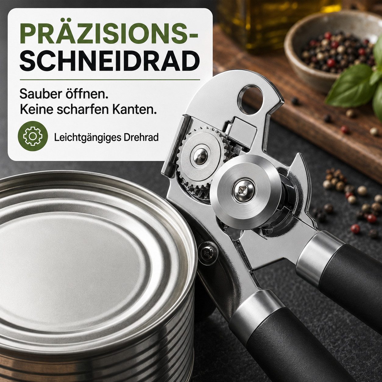 Fyrove Dosenöffner Rostfreier Dosen‑ und Flaschenöffner mit rutschfestem Griff, Geringer Kraftaufwand, geeignet für Senioren – Bild 3 von 5
