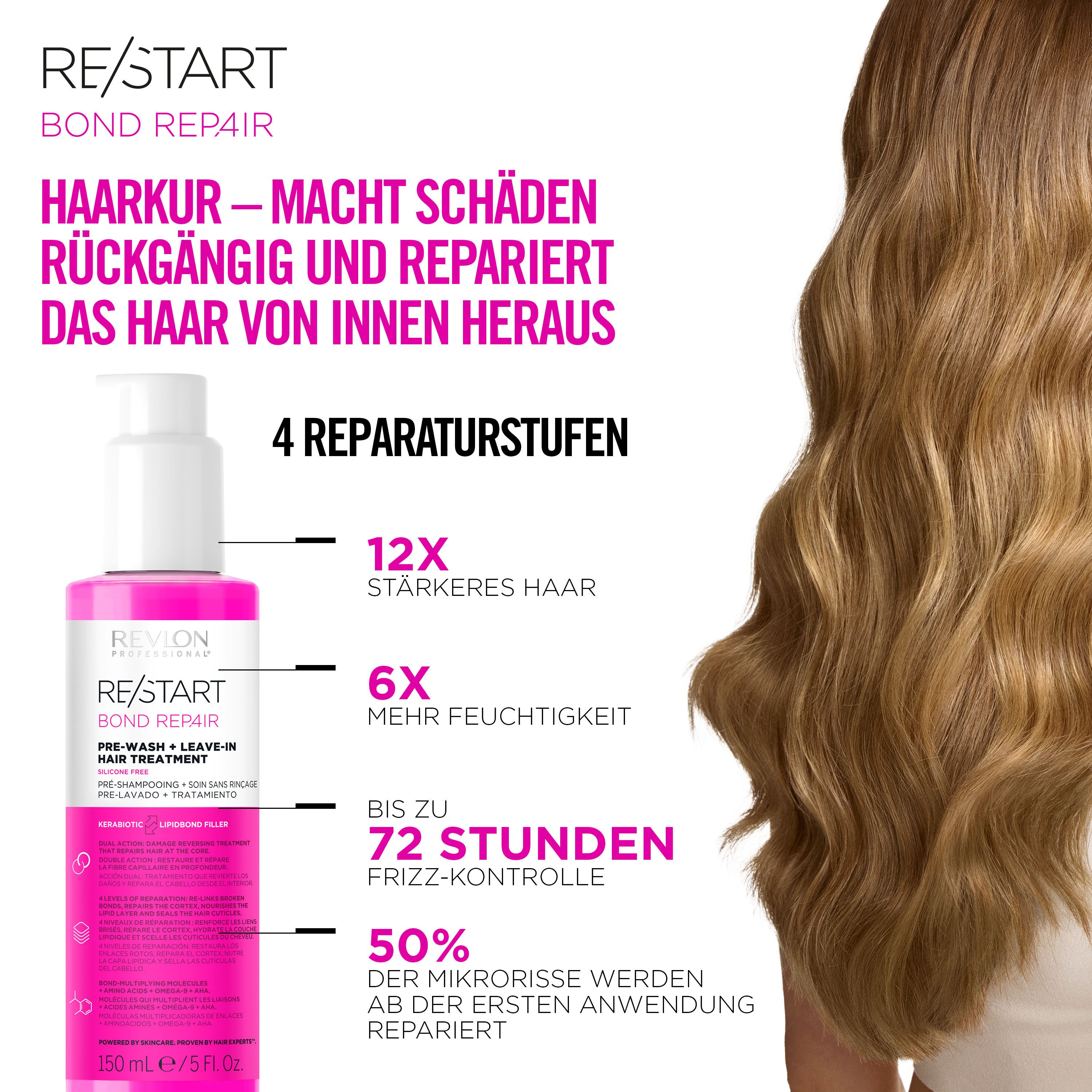 REVLON PROFESSIONAL Haarkur BOND REPAIR Pre-Wash + Leave-in Hair Treatment 150ml, 1-tlg., Vegan, 4-in-1-Technologie, Silikonfrei