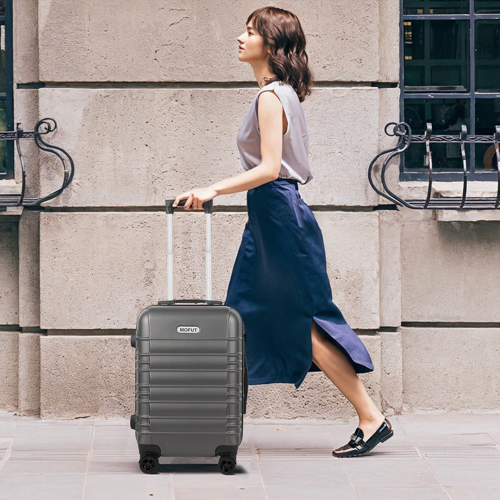 MoFut Koffer Zwillingsrollen Reisekoffer Koffer Trolleys Hartschale (M/L/XL), 4 Rollen, Trolley Handgepäck Große Kapazität mit 4 Rollen und Zahlenschloss