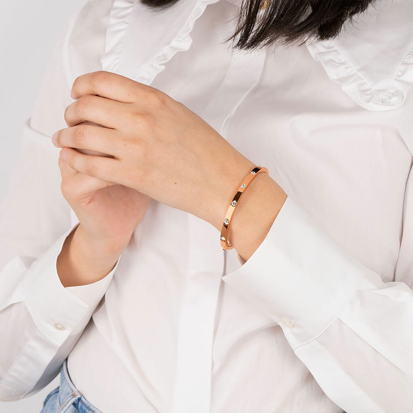Lotus Style Armreif Lotus Style Armband Armreif kupfer, für Damen aus Edelstahl (Stainless Steel)