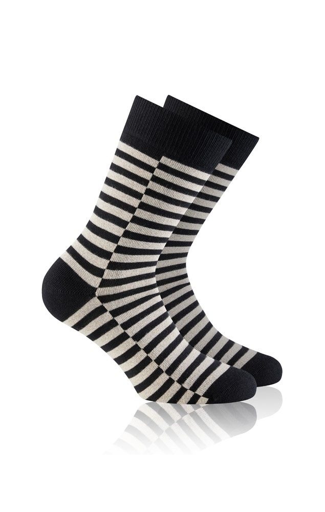 Socken Tagessocke Fashion schwarz/gestreift Herren - 1 Paar