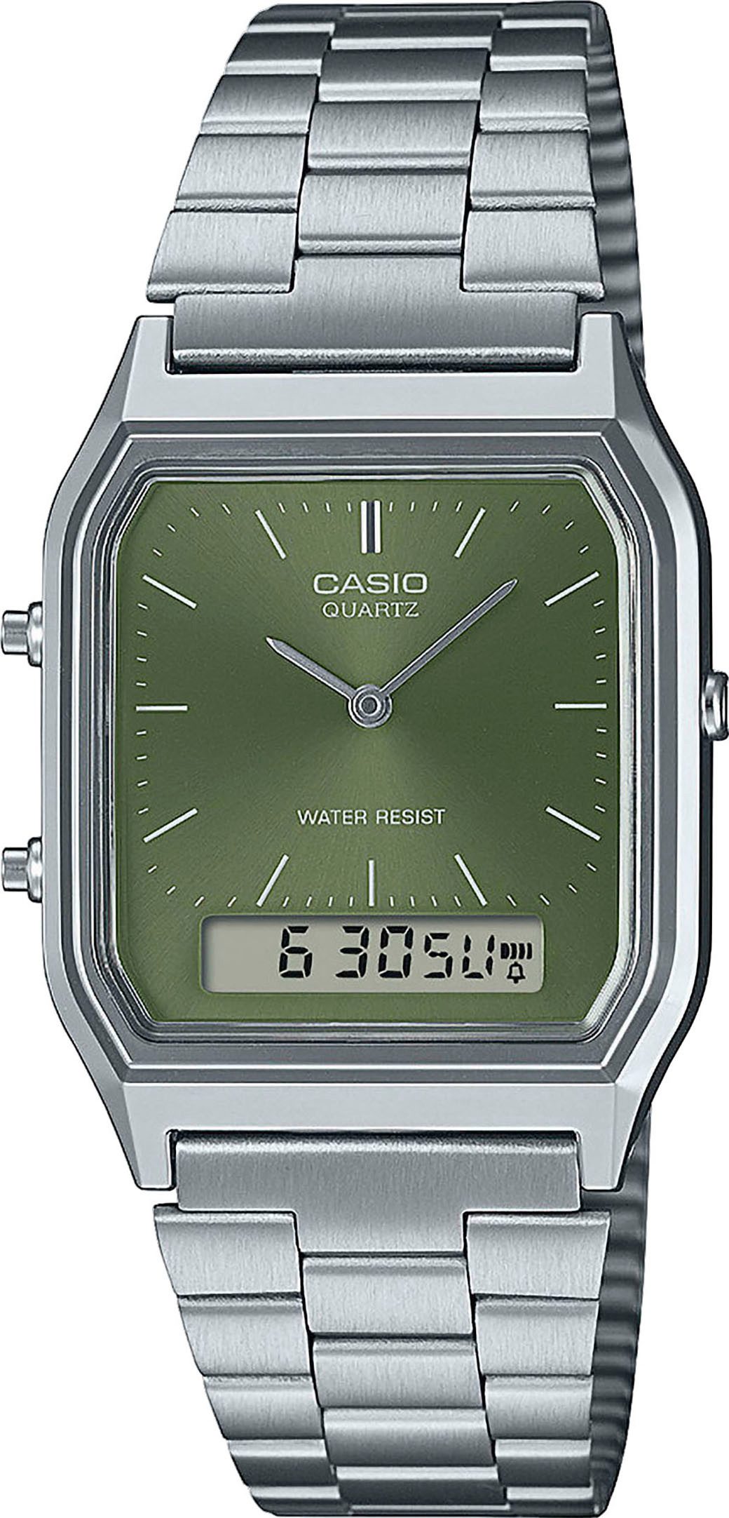 CASIO VINTAGE Chronograph AQ-230A-7AMQYES, Quarzuhr, Armbanduhr, Damenuhr, Herrenuhr, Edelstahlarmband,Digitaluhr