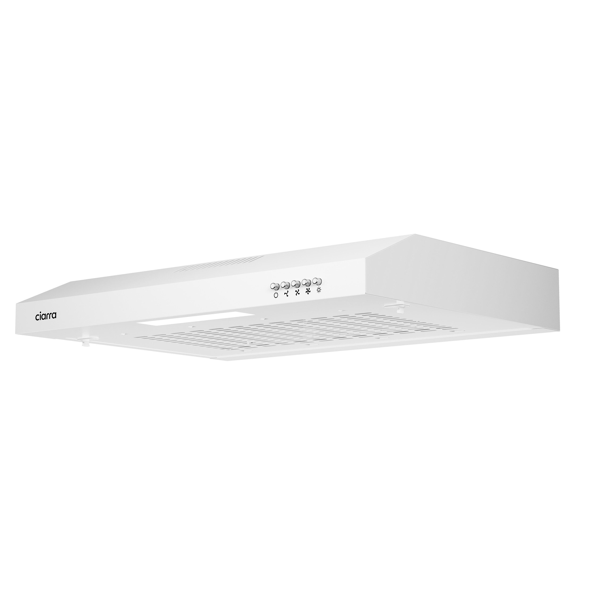 CIARRA Unterbauhaube 60cm Unterbau Dunstabzugshaube Abluft & Umluft Weiß CAW6903A für kleine Küchen, Metall Fettilter & LED 3 Stufen aus Edelstahl