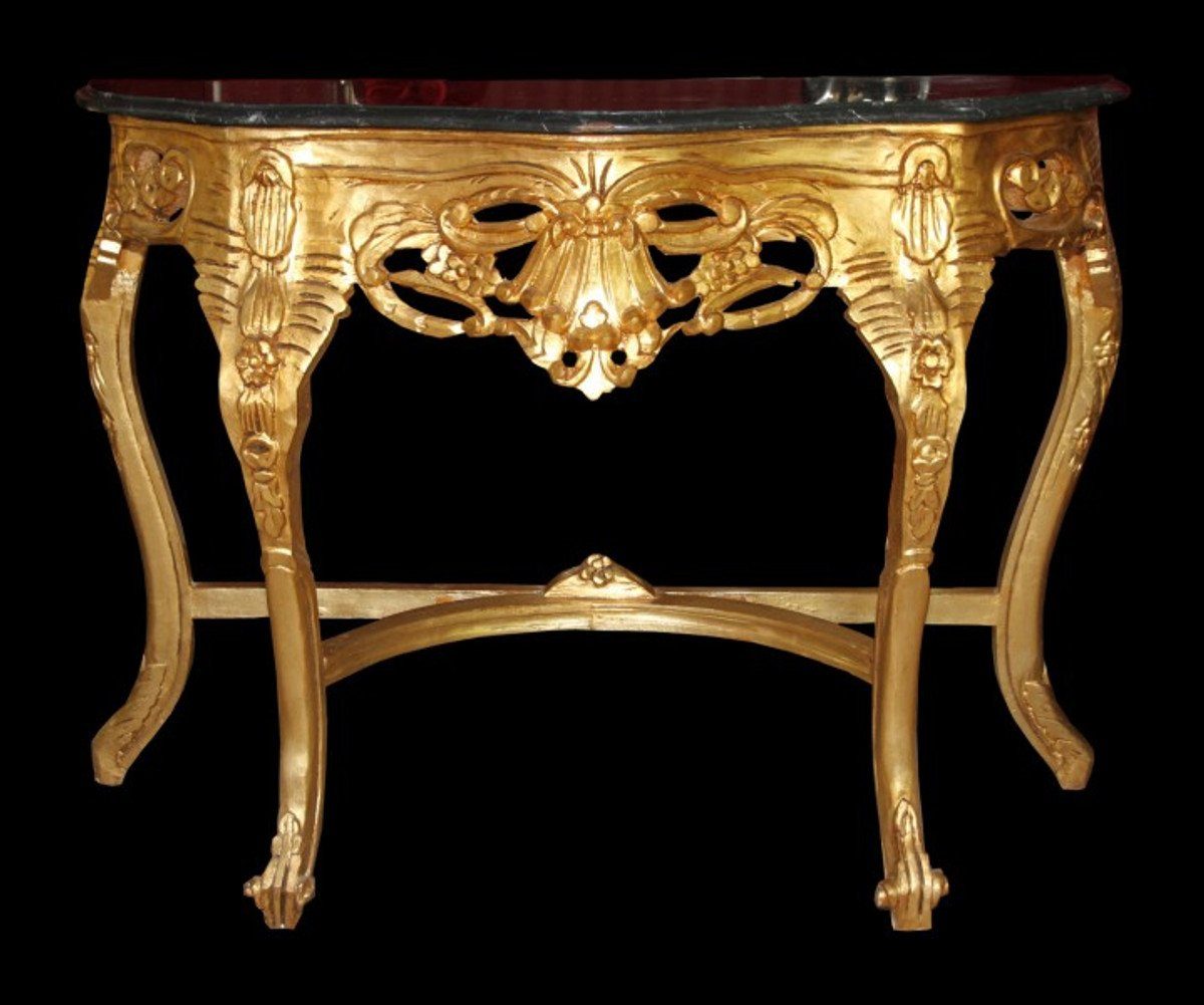 Marmorplatte mit Gold Barock - Konsole Padrino Tisch Casa Konsolen Beistelltisch