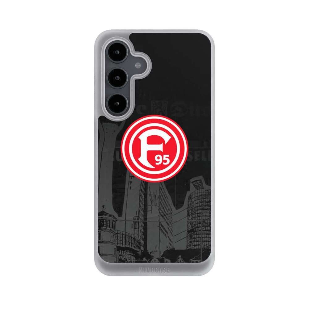 NIVOCASE Handyhülle Fortuna Düsseldorf Offizielles Lizenzprodukt Logo Fortuna Logo City, Samsung Galaxy S24 FE 5G Handyhülle Hülle NIVOpure Case Frozen