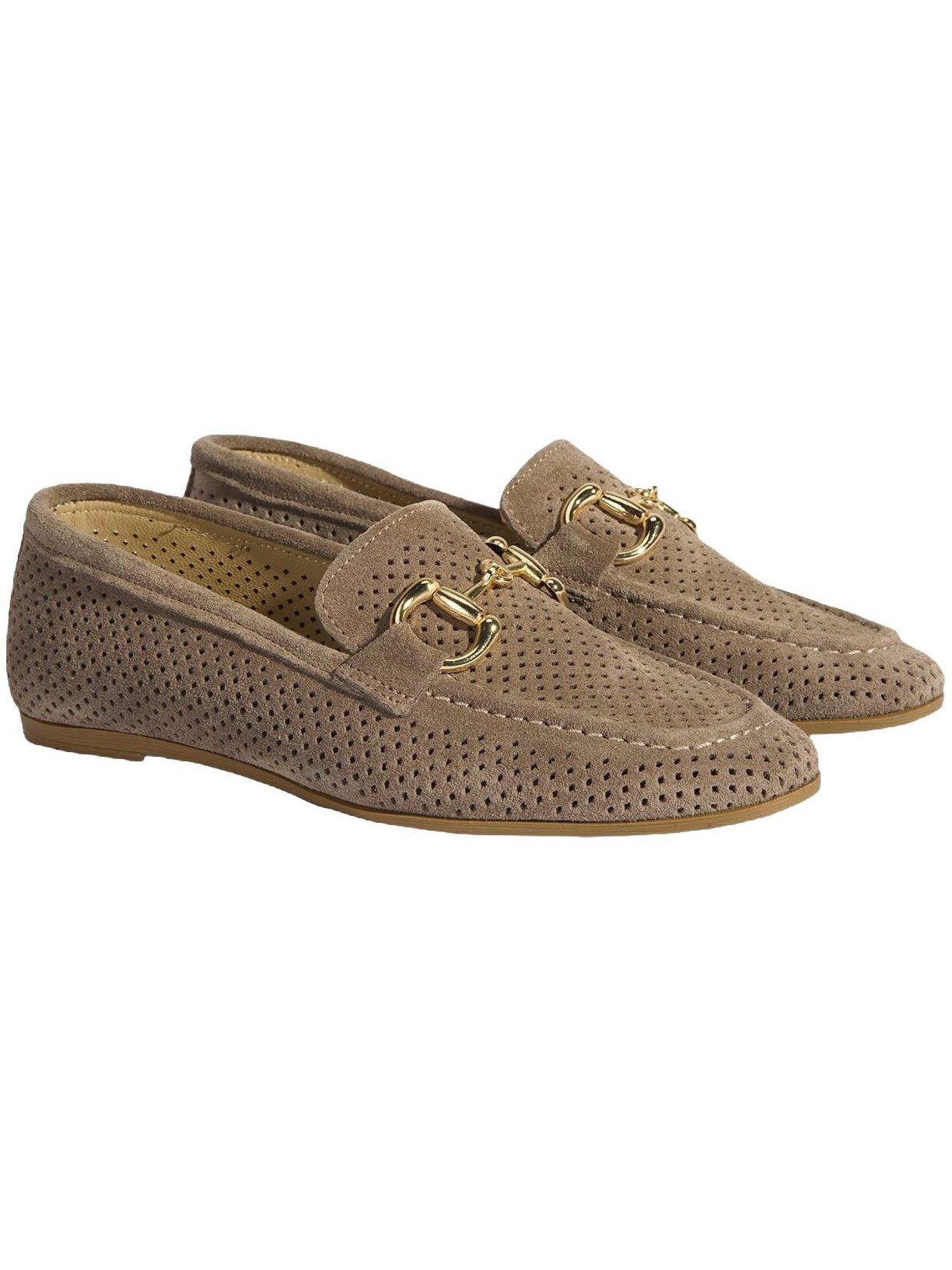 Damen-Slipper aus Wildleder – Atmungsaktives Lederfutter, flacher Abs Loafer