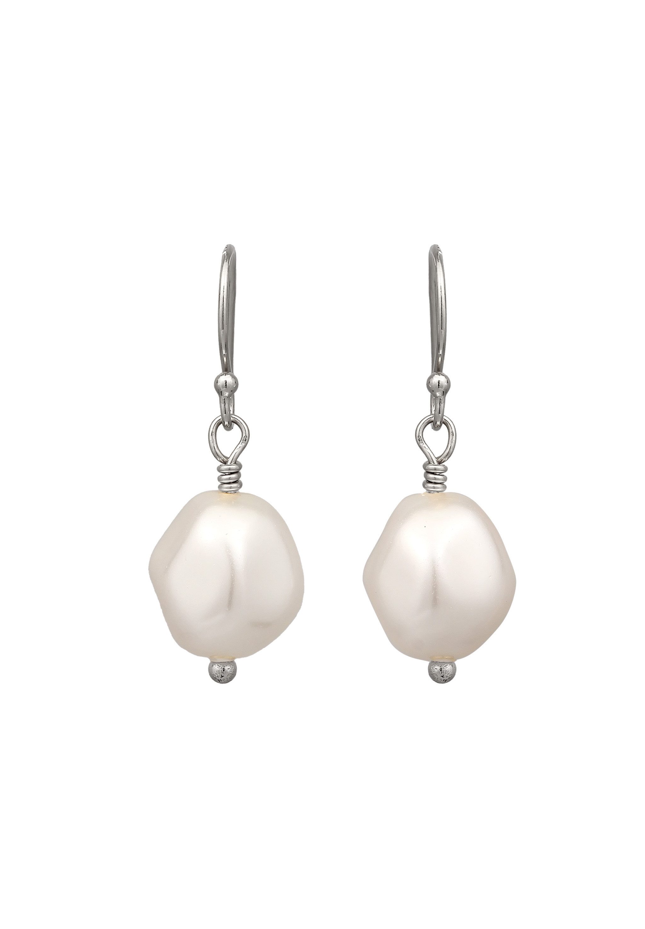 Elli Perlenohrringe Ohrhänger kurz Synthetische Perle Weiß 925 Sterling Silber