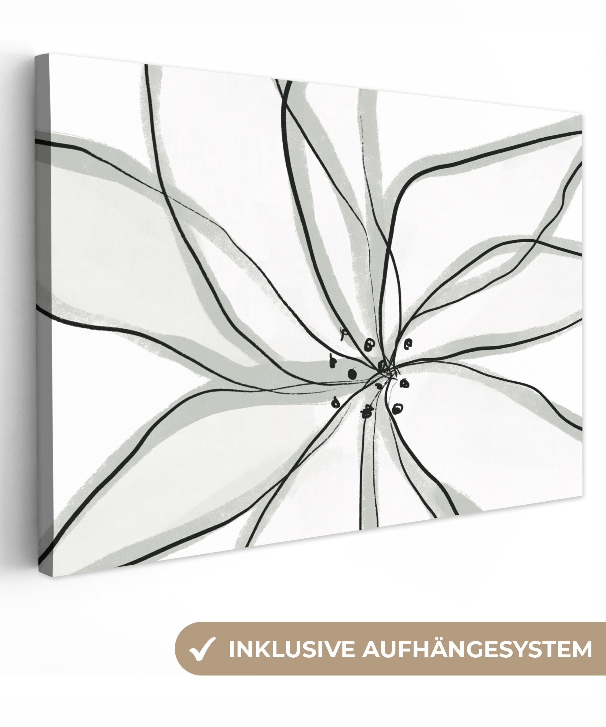 OneMillionCanvasses® Leinwandbild Blume - Kunst - Weiß - Schwarz, Fotodruck günstig online kaufen
