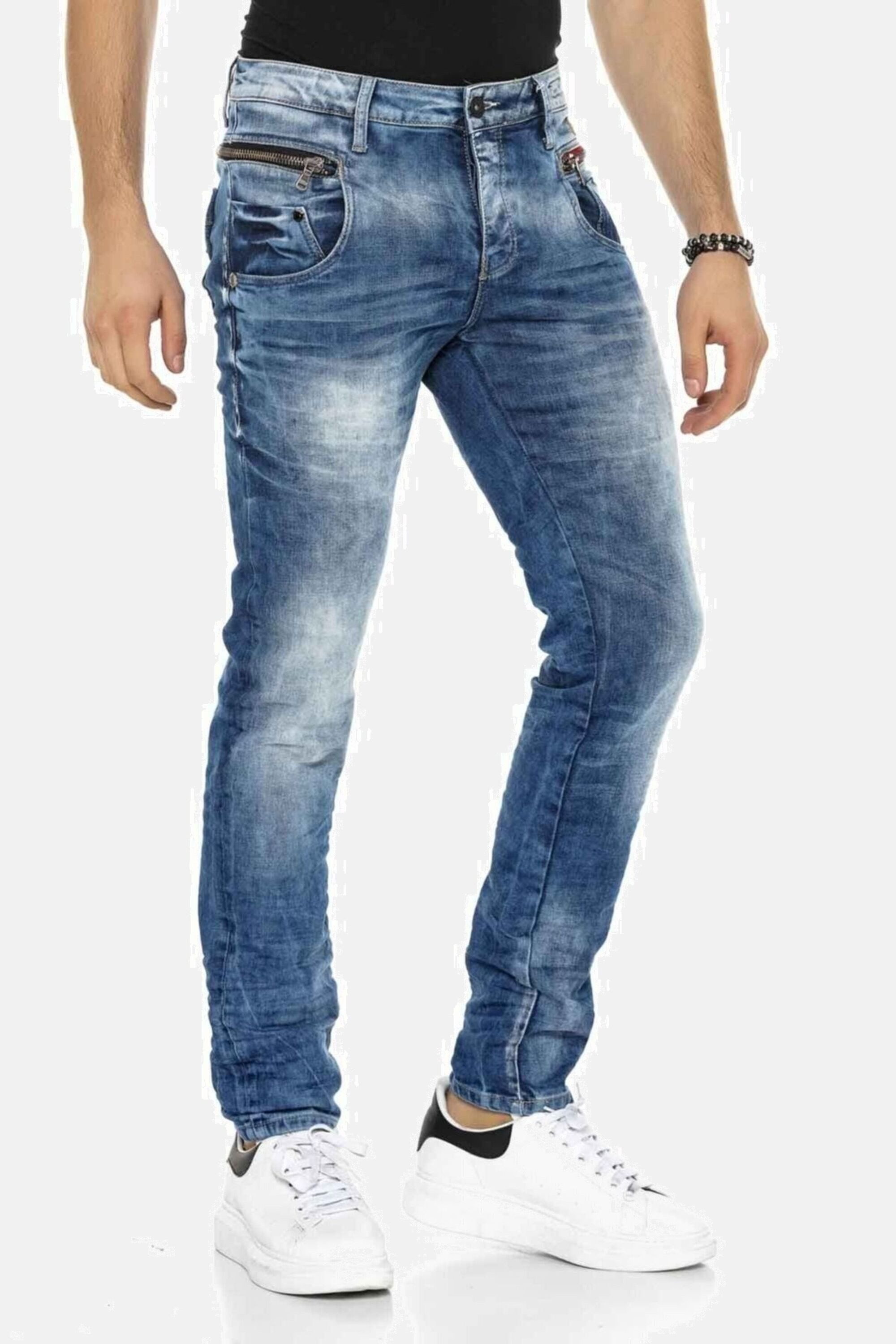 Cipo & Baxx Slim-fit-Jeans Jeans in verwaschenem Design, CD-394 – Bild 5 von 5