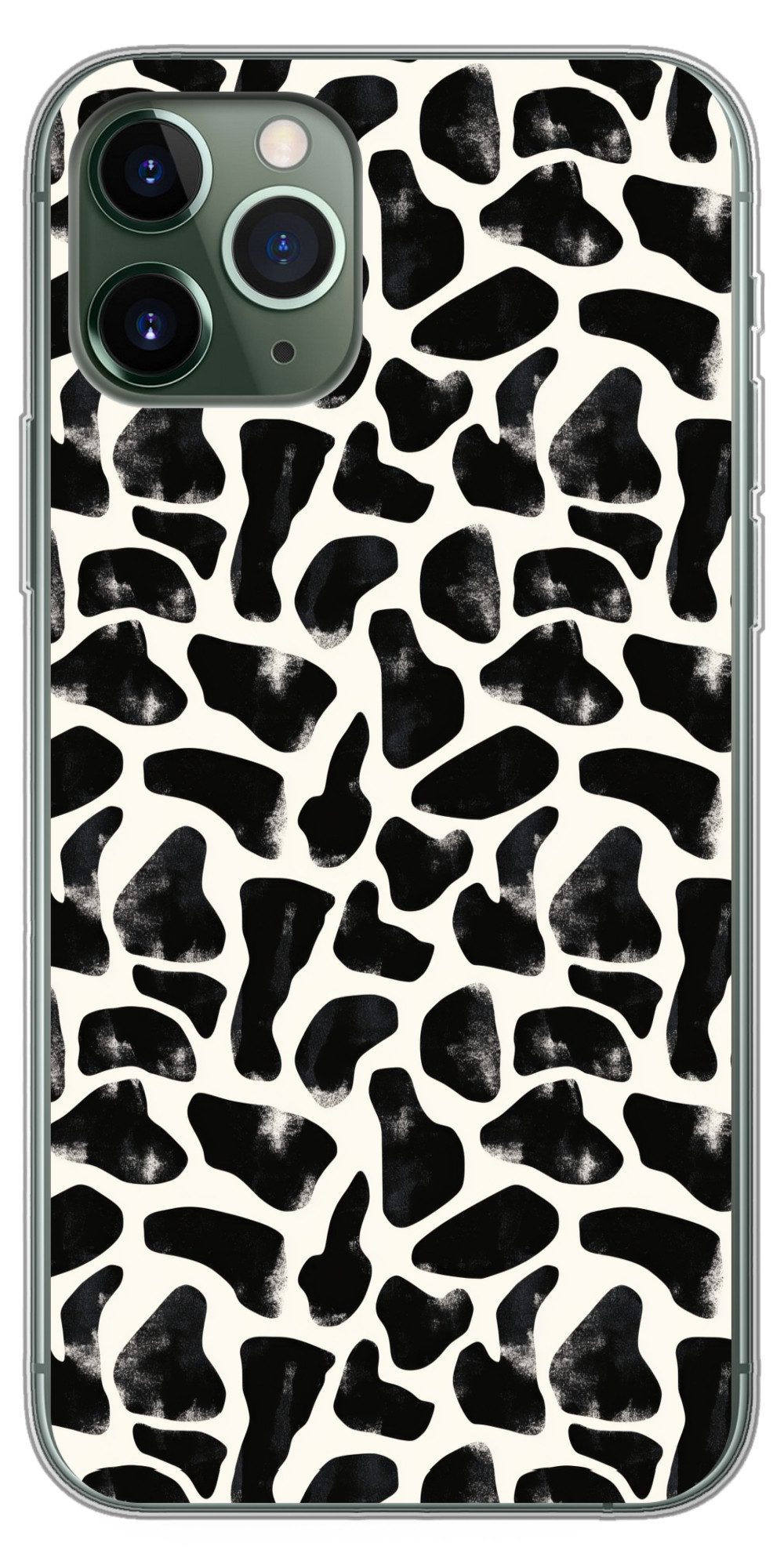 MuchoWow Handyhülle für Apple iPhone 11 Pro Tiermuster - Flecken - Schwarz - Weiß, Smartphone-Bumper, Print, Handy Schutzhülle Dünn