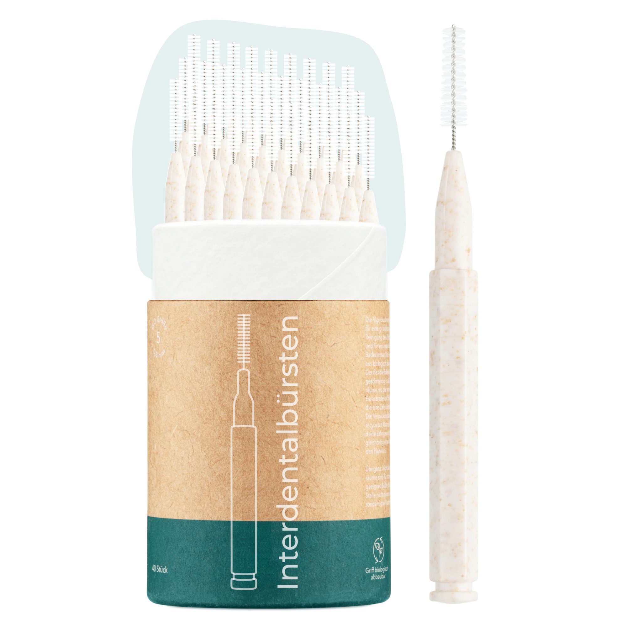 Vigorous Cosmetics Interdentalbürsten Interdental Brush mit Griff aus nachwachsenden Rohstoffen, 40 Stück, Vegan, Praktisch, Nachhaltig, wiederverwendbar