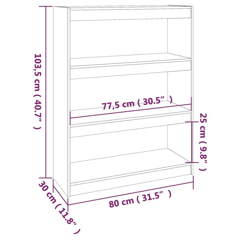 furnicato Bücherregal 80x30x103,5 cm Kiefer Weiß Massivholz Raumteiler