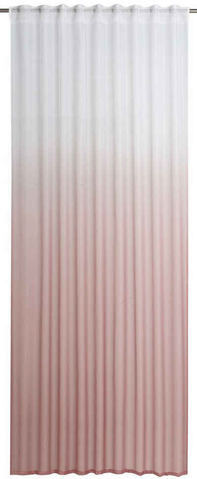 Vorhang Gardine Mila transparent Farbverlauf weiß peach 140cmx255cm, ELBERSDRUCKE, Smokband (1 St), leicht perforiert, Kunstfaser
