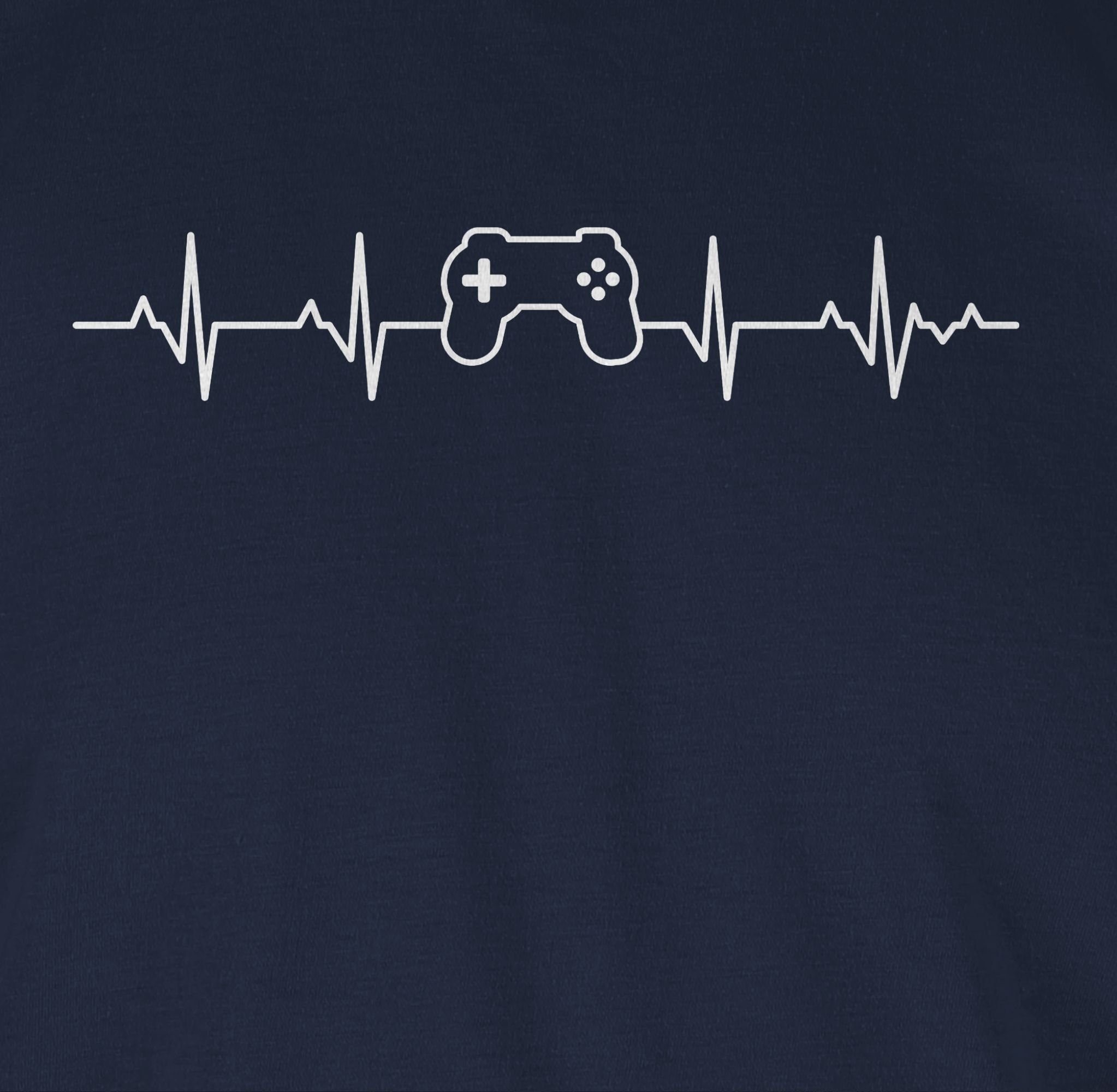 Shirtracer Nerd 02 Geschenke Navy T-Shirt Gaming Controller Blau Herzschlag