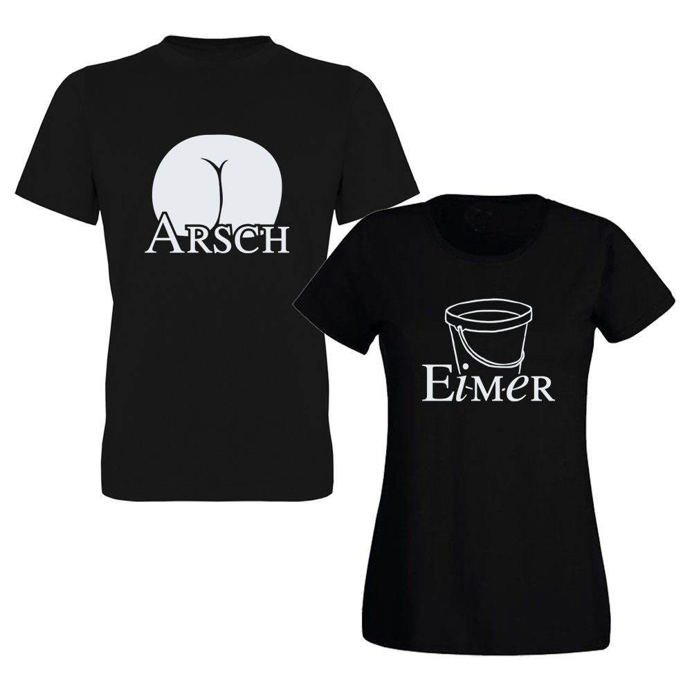 Ggraphics TShirt Arsch & Eimer Paar / PartnerSet zum selbst