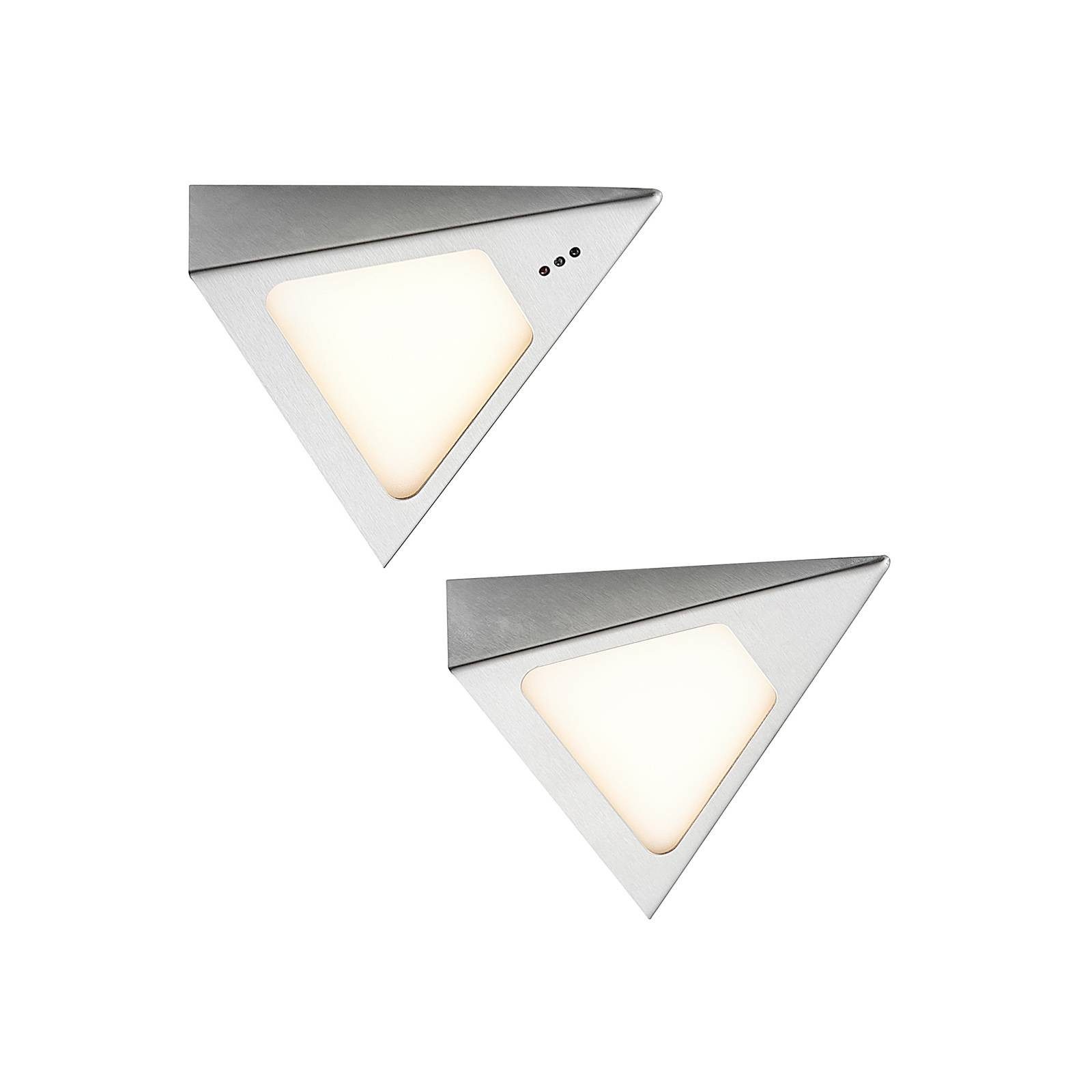 Prios Schrankleuchte Odia, dimmbar, LED-Leuchtmittel fest verbaut, warmweiß, Modern, Edelstahl, Kunststoff, Edelstahl, 2 flammig, inkl.
