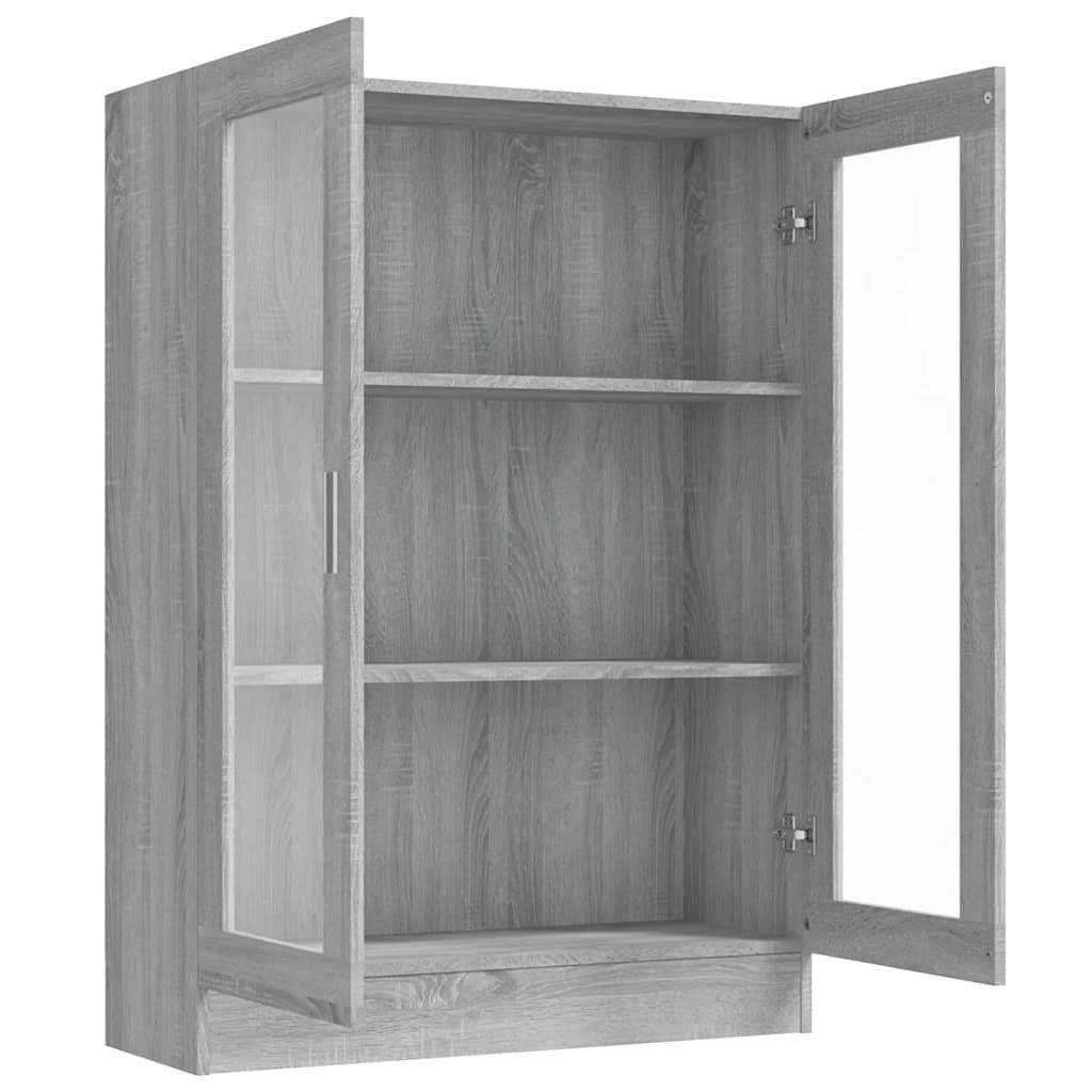 Holzwerkstoff Sonoma Bücherregal Grau Vitrinenschrank furnicato cm 82,5x30,5x115