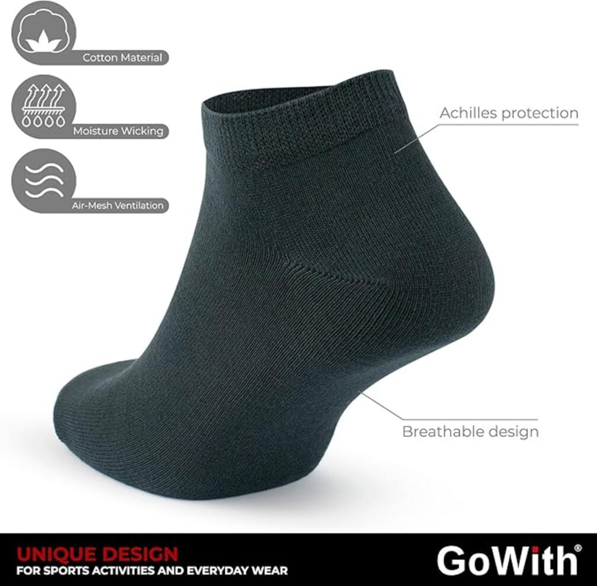 GoWith Sportsocken Sneakersocken Dünne Füßlinge Damen Weich Bequeme Atmungsaktiv (4-Paar)