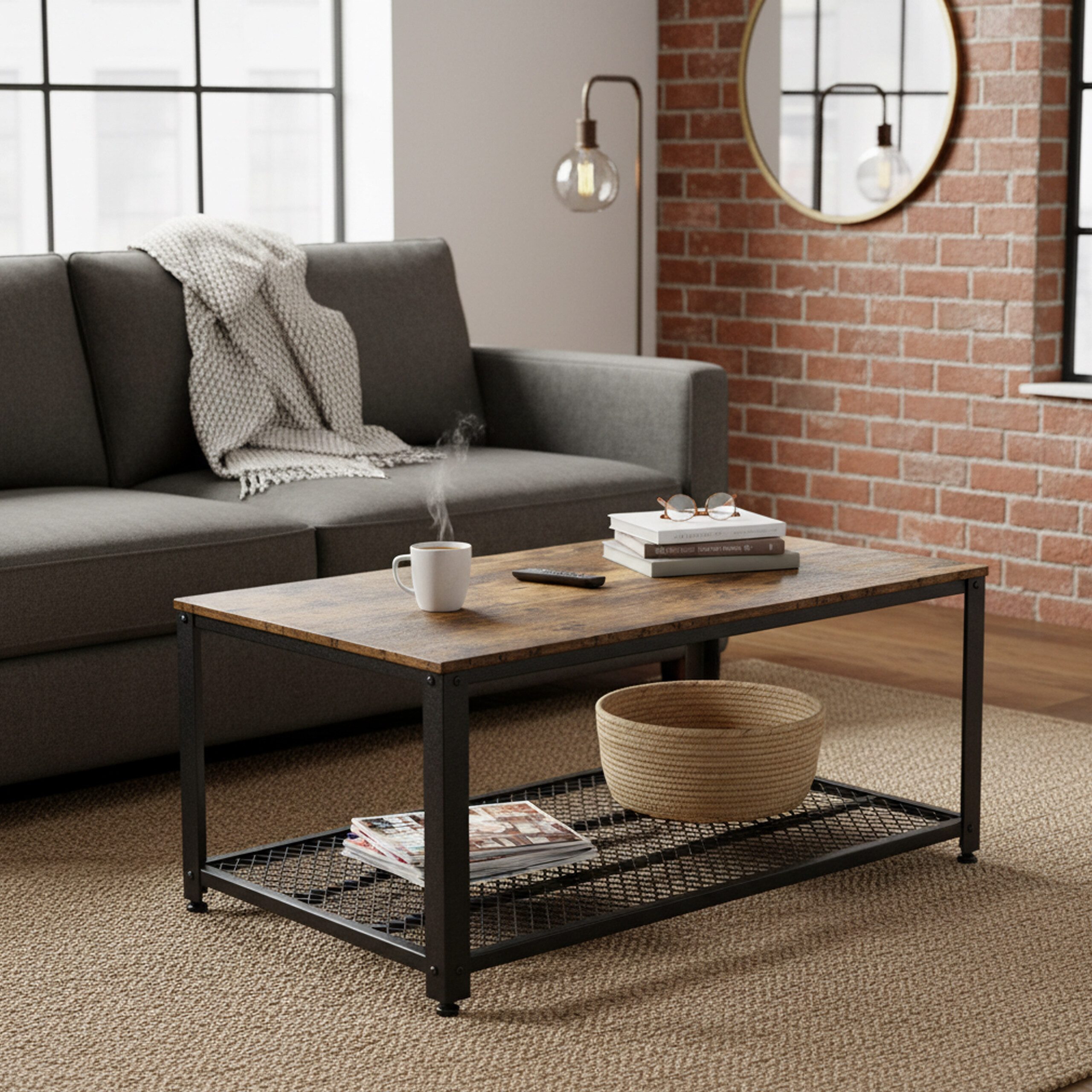 relaxdays Couchtisch mit Gitterablage günstig online kaufen
